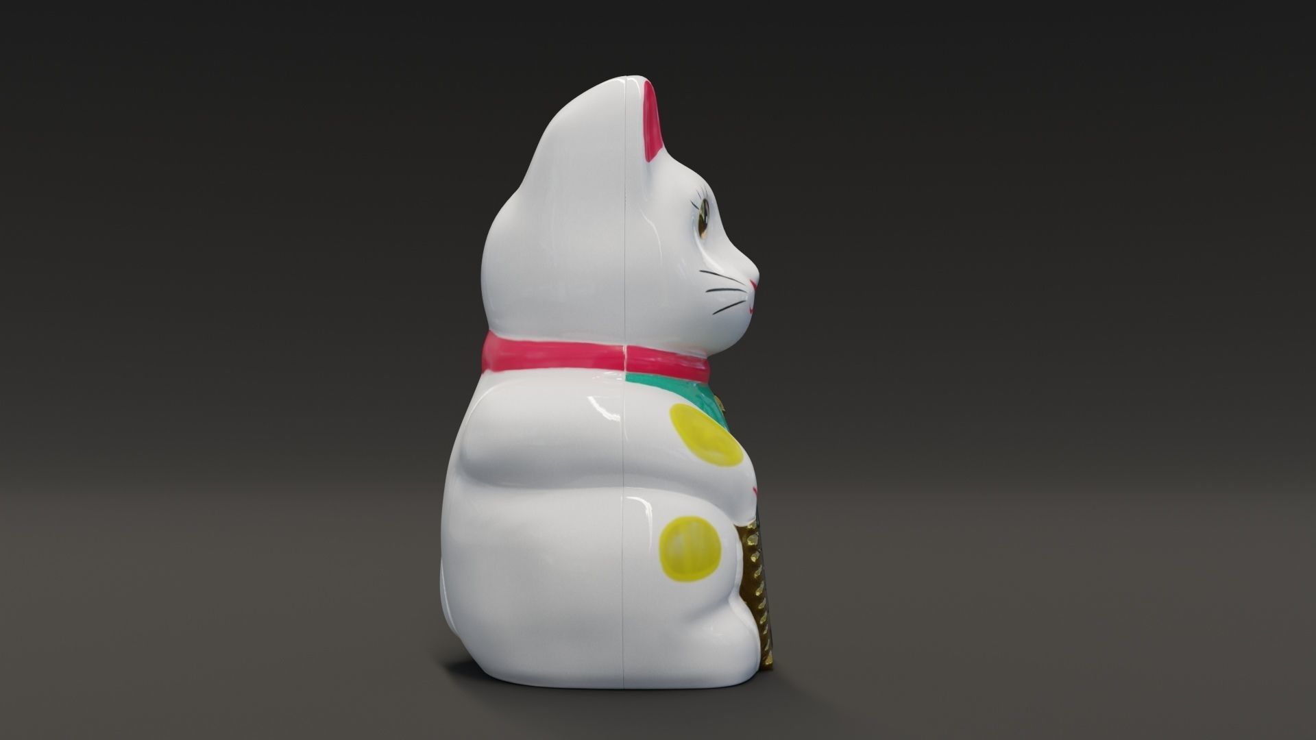 Lucky Cat Low-poly 3D model_5
