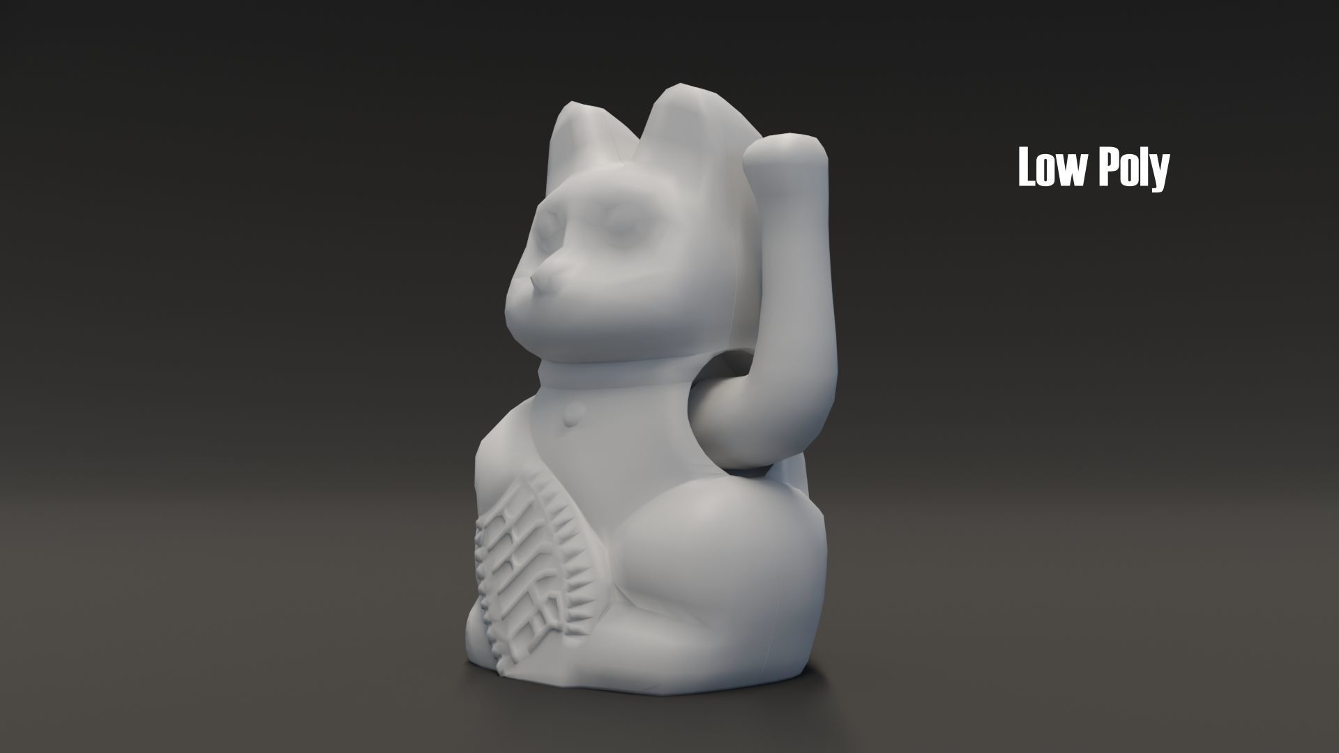 Lucky Cat Low-poly 3D model_19