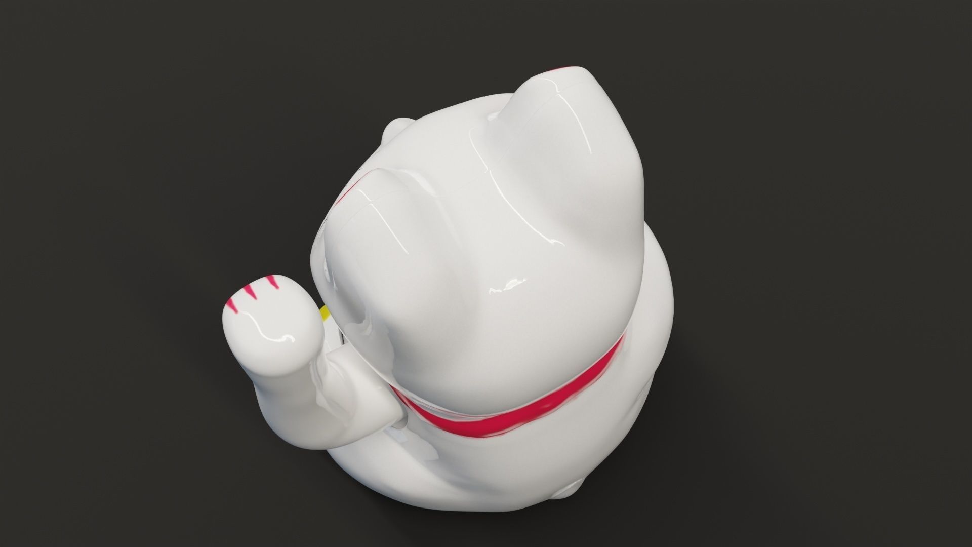 Lucky Cat Low-poly 3D model_10