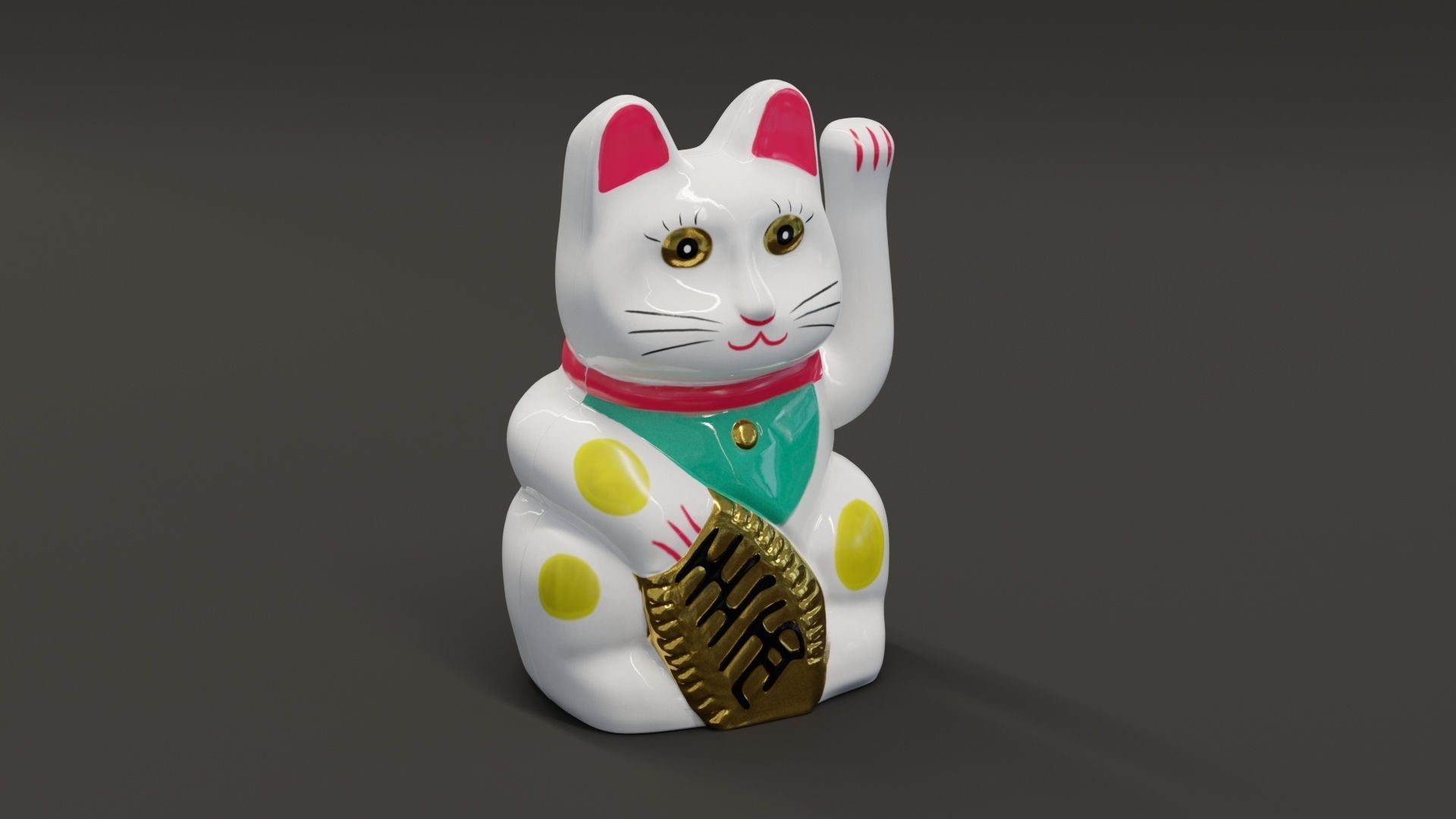 Lucky Cat Low-poly 3D model_8