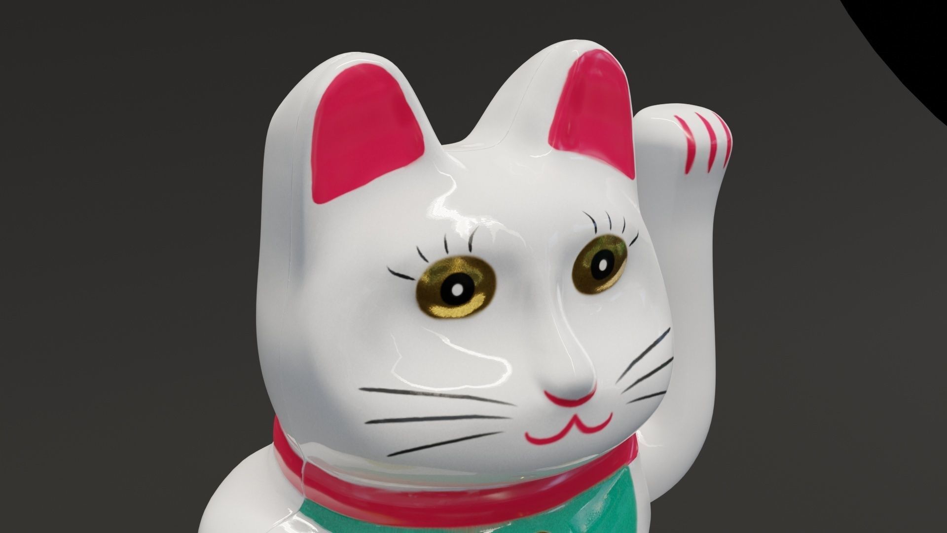 Lucky Cat Low-poly 3D model_11