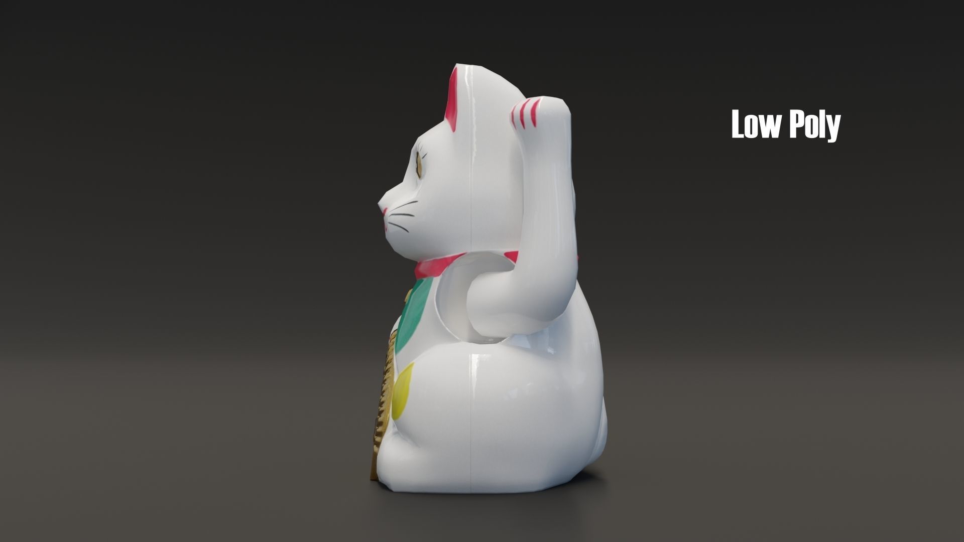 Lucky Cat Low-poly 3D model_15