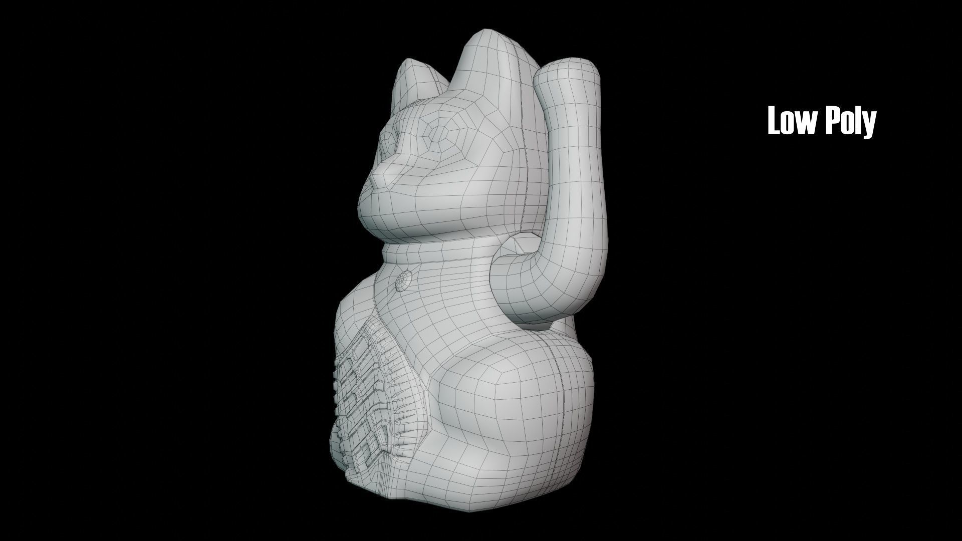 Lucky Cat Low-poly 3D model_20