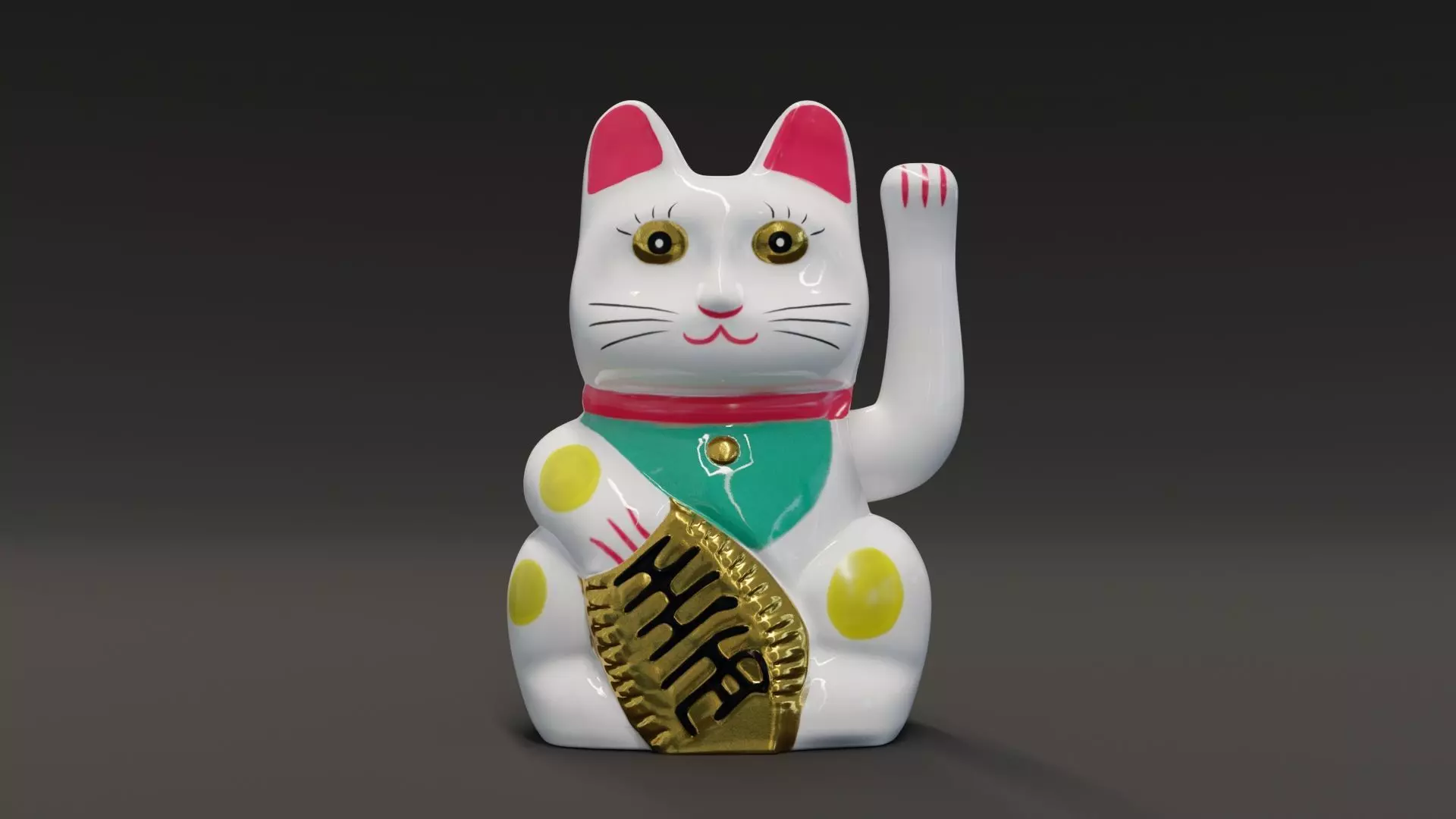 Lucky Cat Low-poly 3D model_0