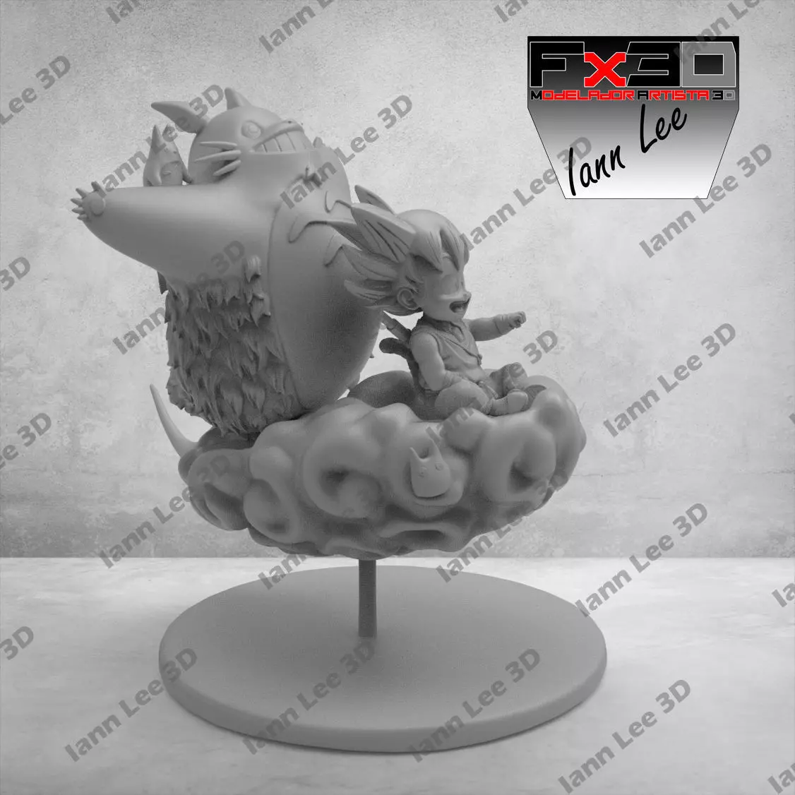 Goku y Totoro Dragon Ball Z anime En Nube 3D print model
