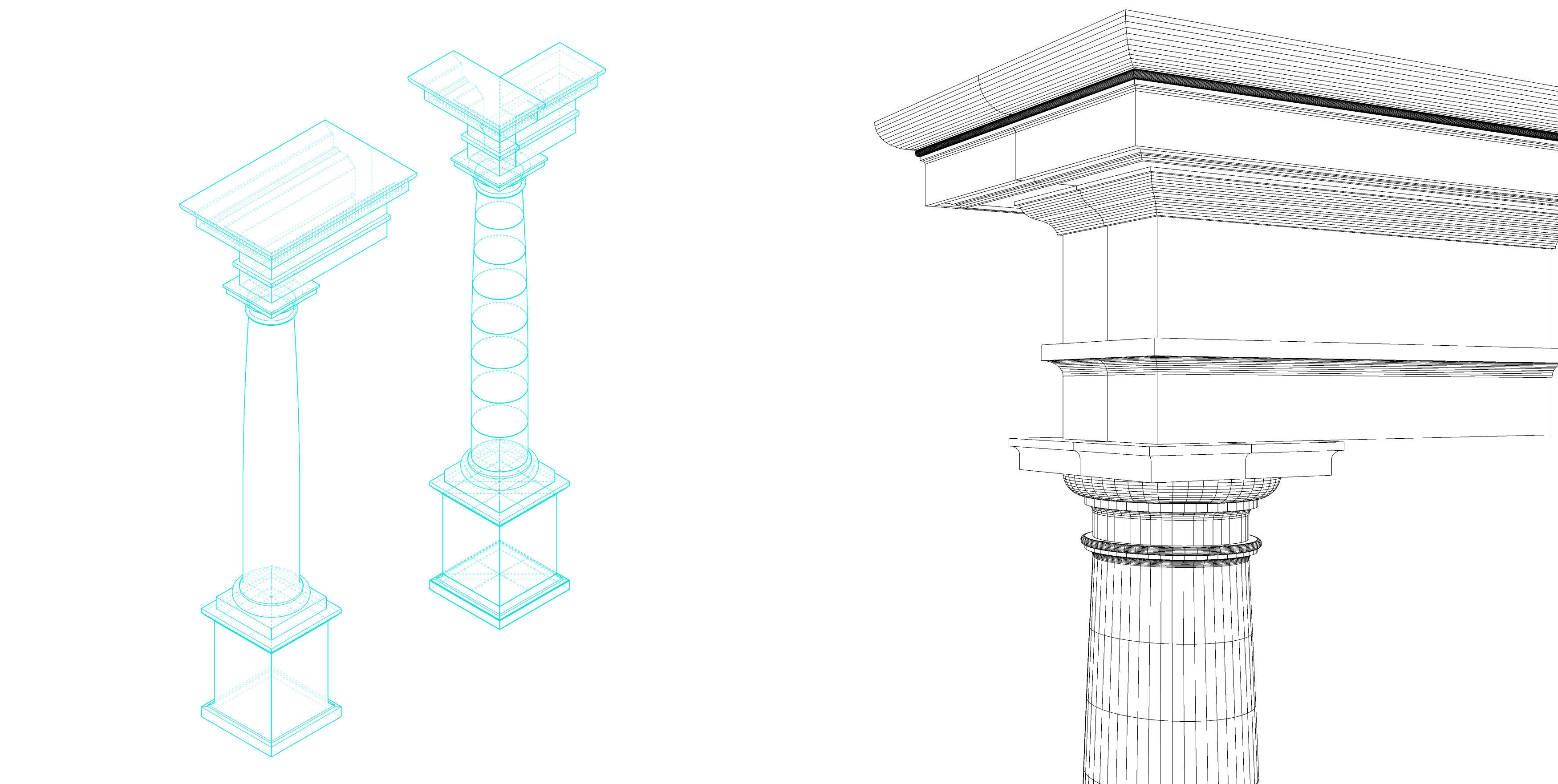 Tuscan column with pedestal and entablature Tuscan Order 3D model_9