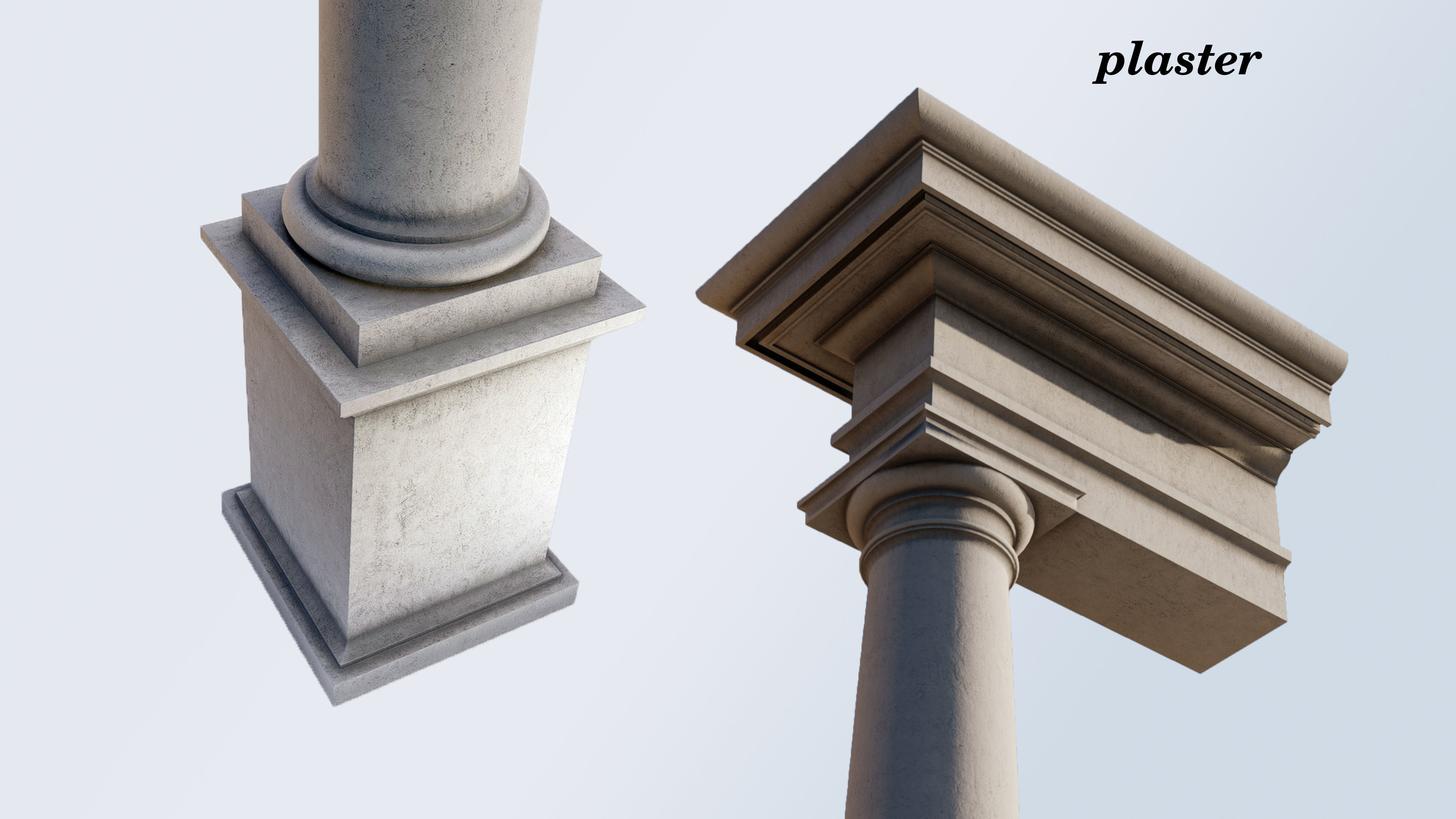 Tuscan column with pedestal and entablature Tuscan Order 3D model_2