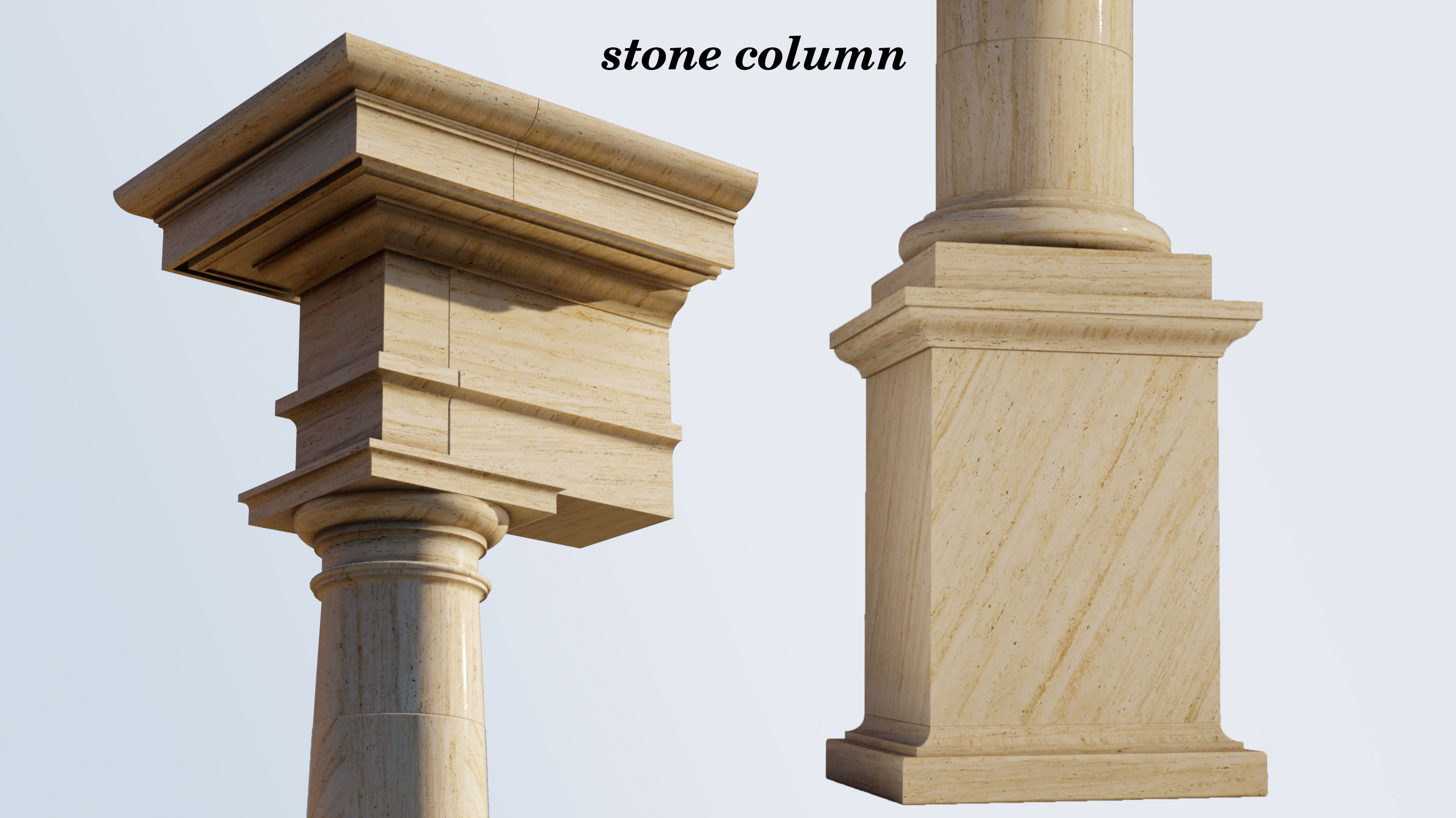 Tuscan column with pedestal and entablature Tuscan Order 3D model_1