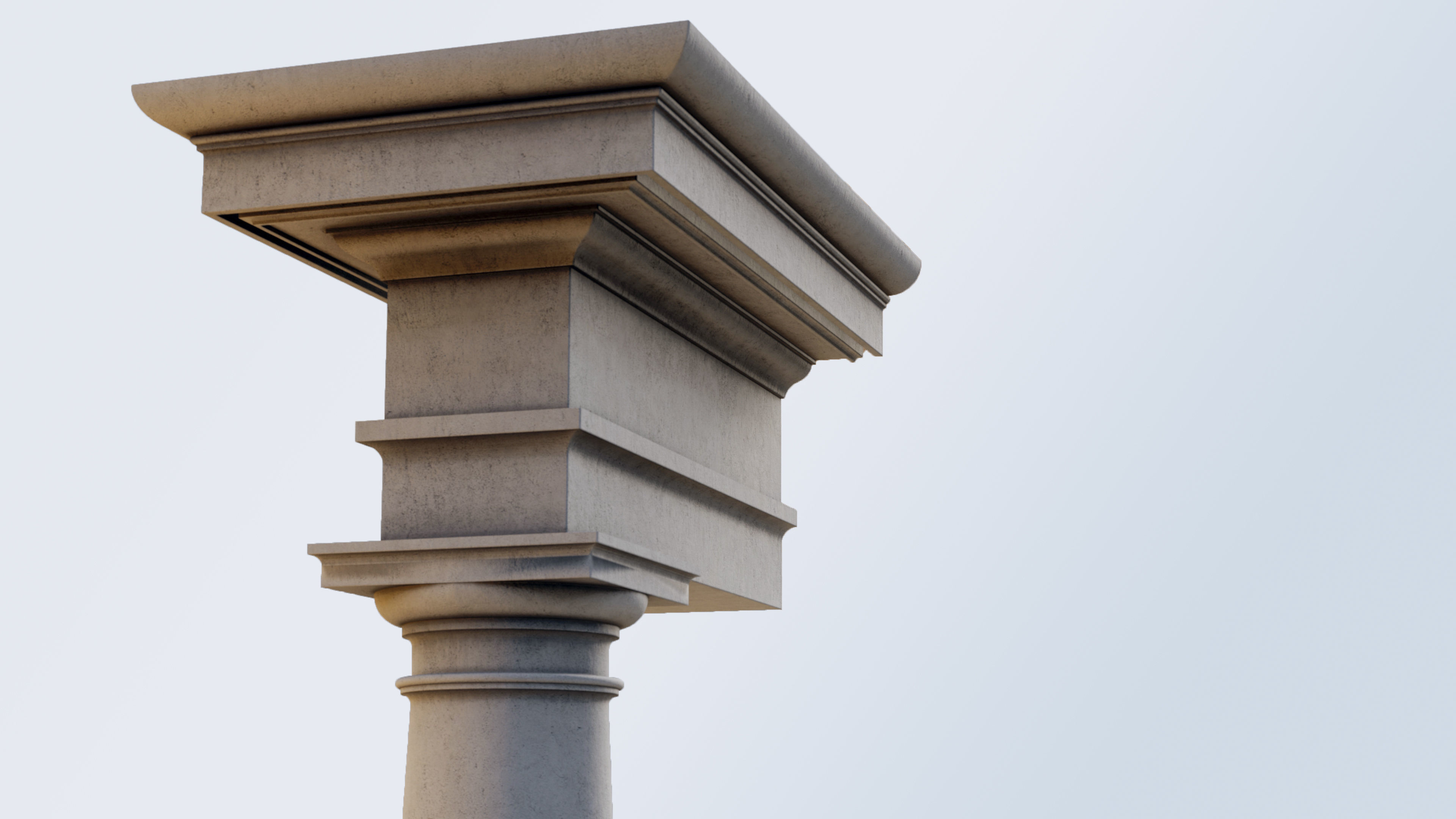 Tuscan column with pedestal and entablature Tuscan Order 3D model_3