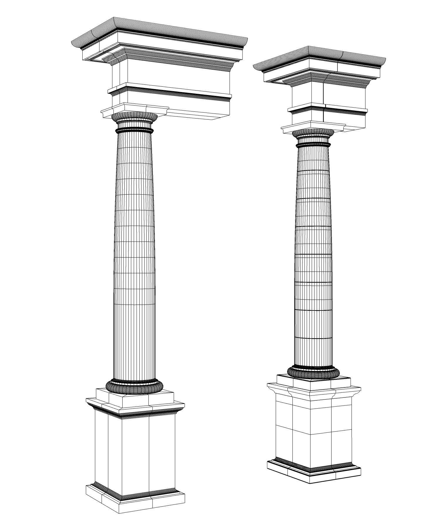 Tuscan column with pedestal and entablature Tuscan Order 3D model_6