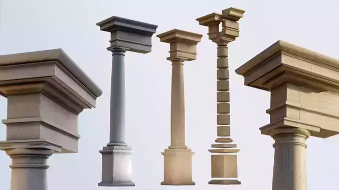 Tuscan column with pedestal and entablature Tuscan Order 3D model