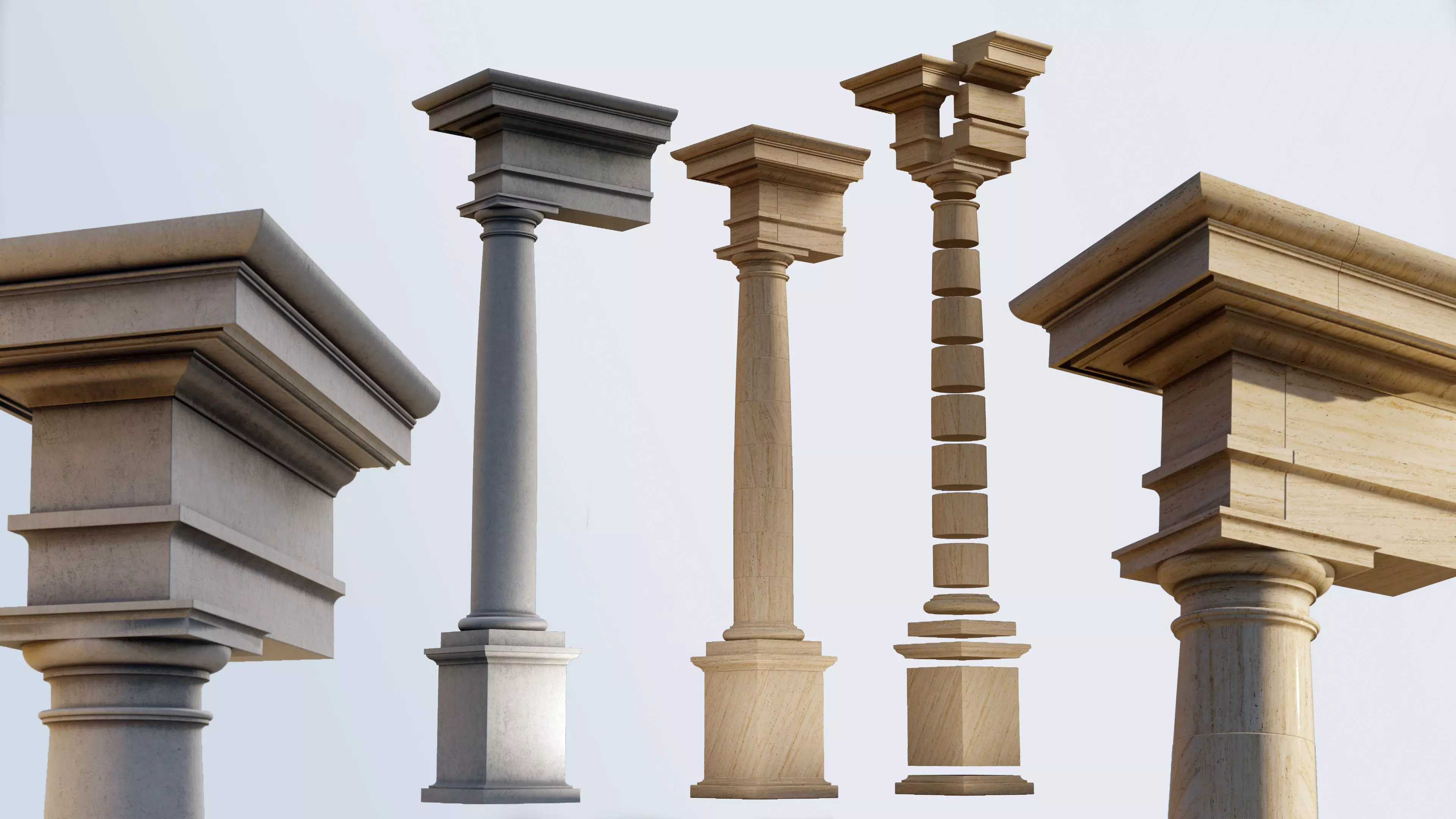 Tuscan column with pedestal and entablature Tuscan Order 3D model_0