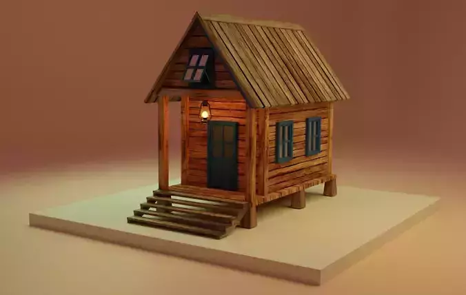 Low Poly Wooden House