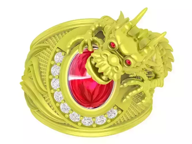 ruby oval dragon men ring 4078