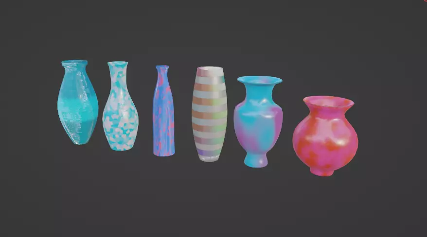 Simple Vase Set Low-poly 3D model_0