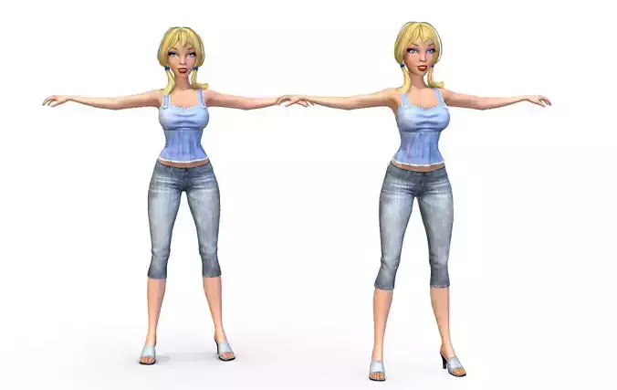 Subdivision 3d model Young Casual Girl
