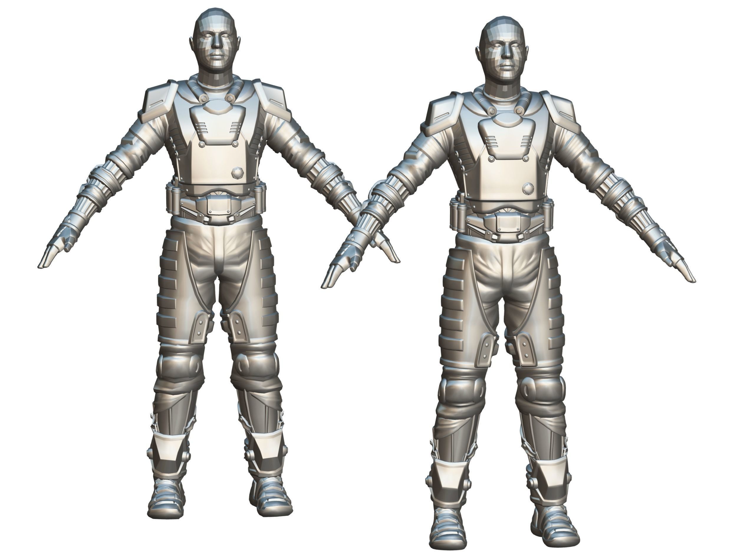 Subdivision 3D Men Military Costume Armor Future 3D Model Low-poly 3D model_18