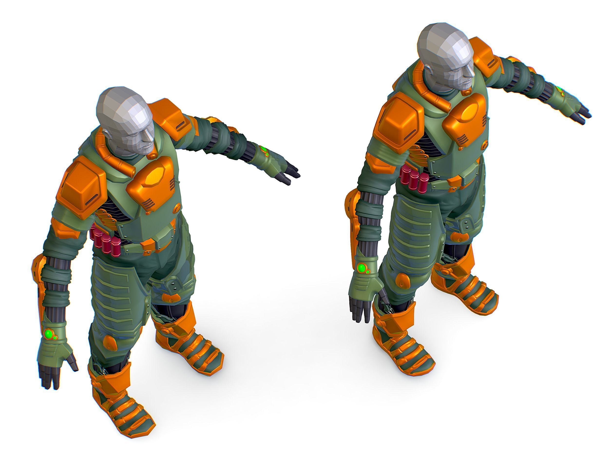 Subdivision 3D Men Military Costume Armor Future 3D Model Low-poly 3D model_14