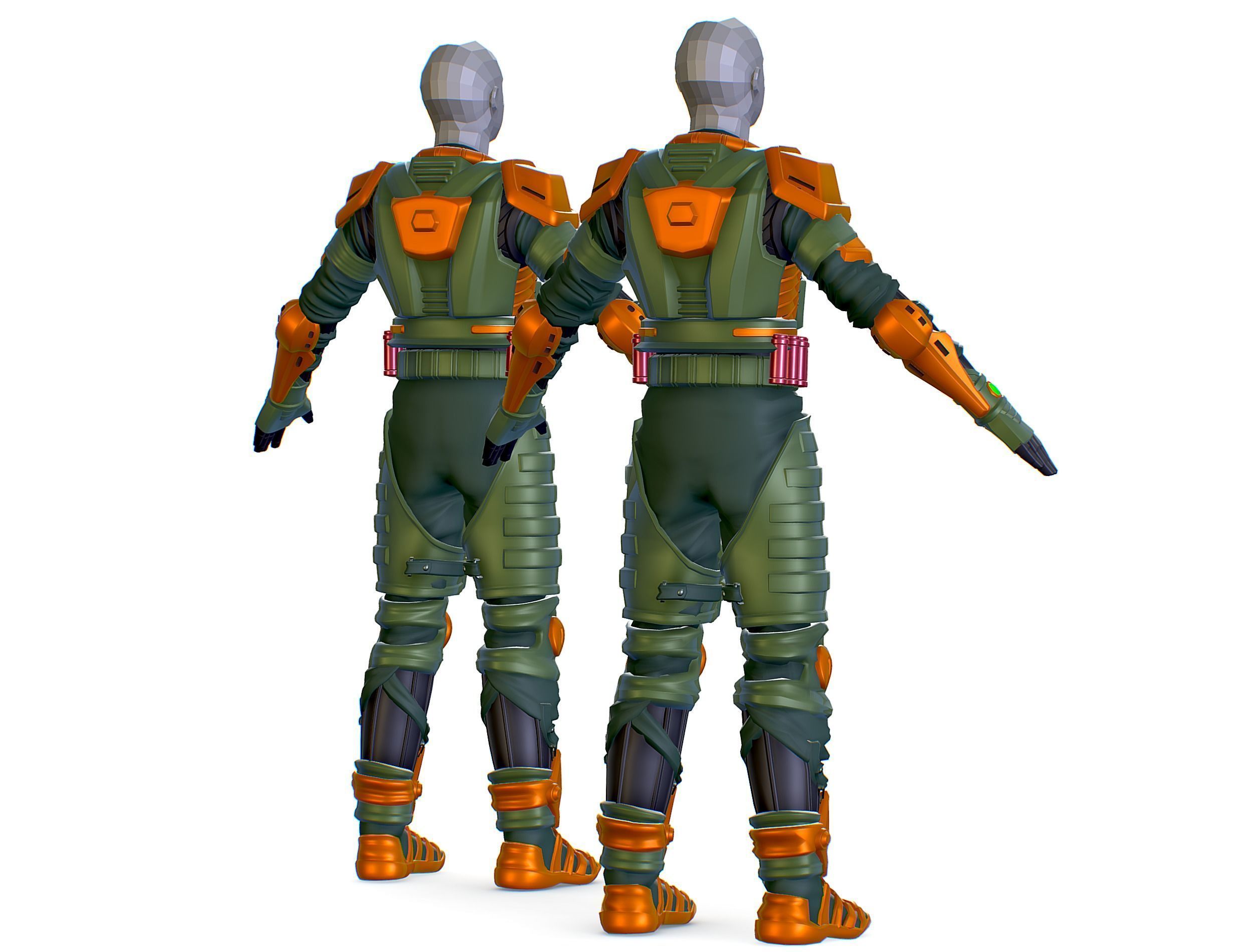 Subdivision 3D Men Military Costume Armor Future 3D Model Low-poly 3D model_6