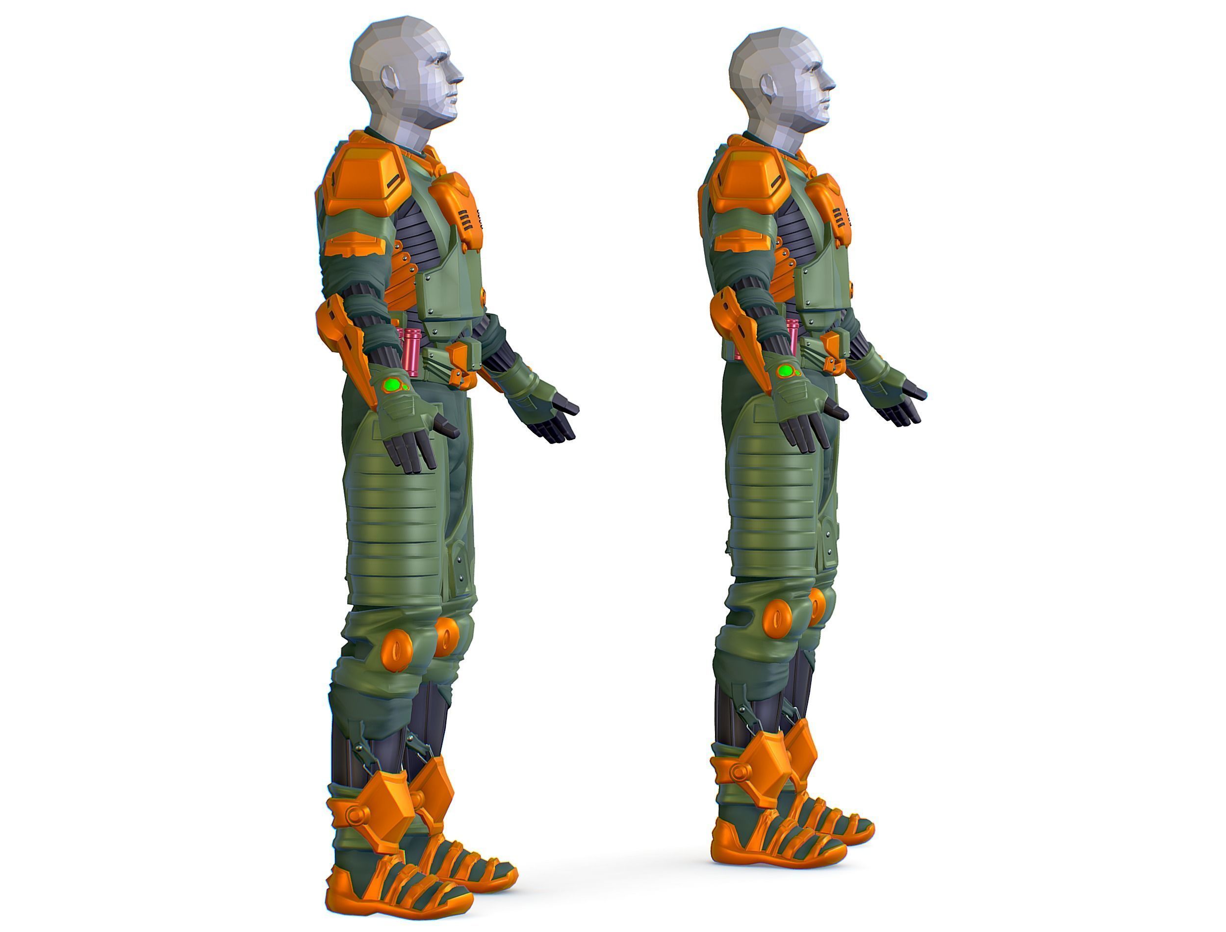 Subdivision 3D Men Military Costume Armor Future 3D Model Low-poly 3D model_3