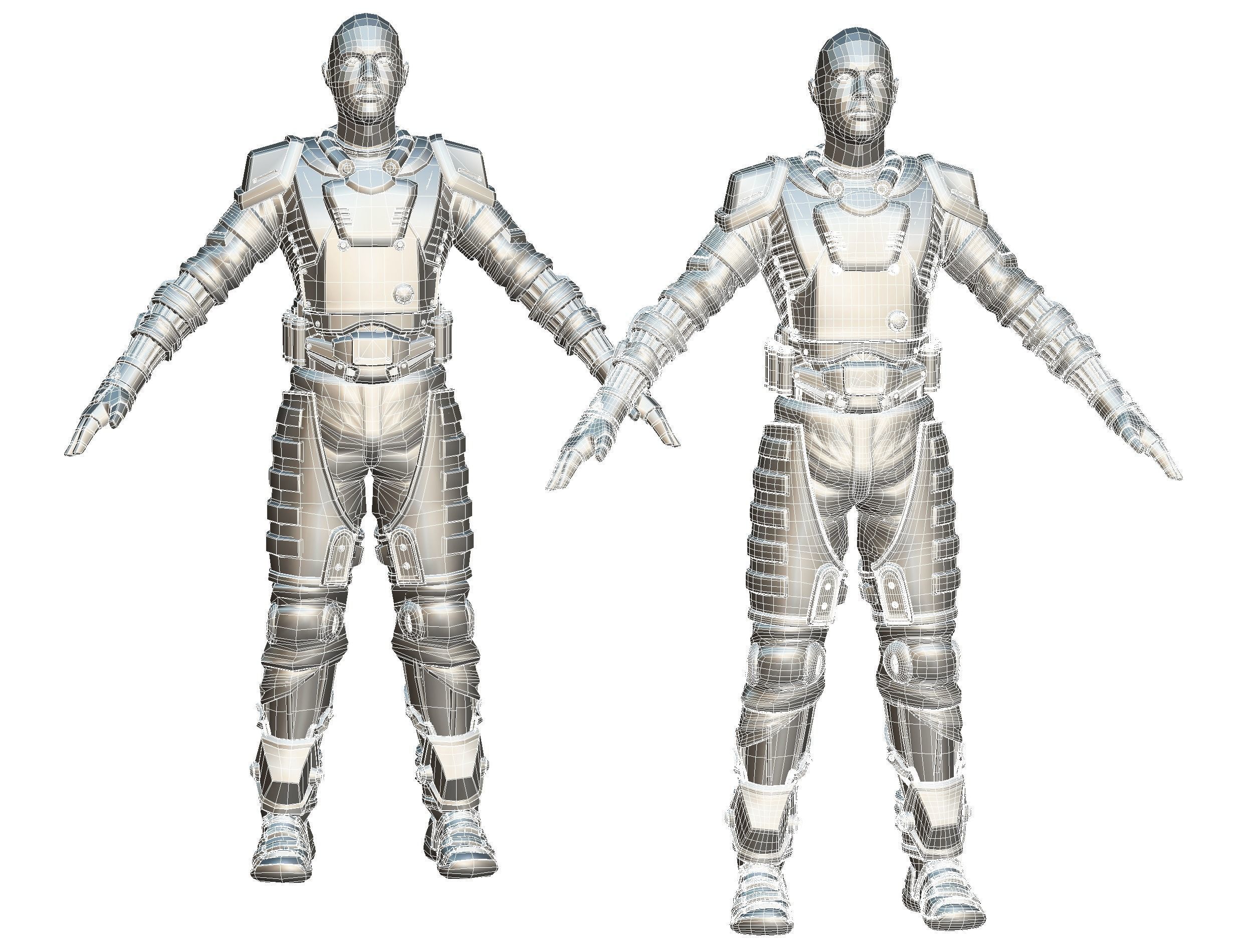 Subdivision 3D Men Military Costume Armor Future 3D Model Low-poly 3D model_17