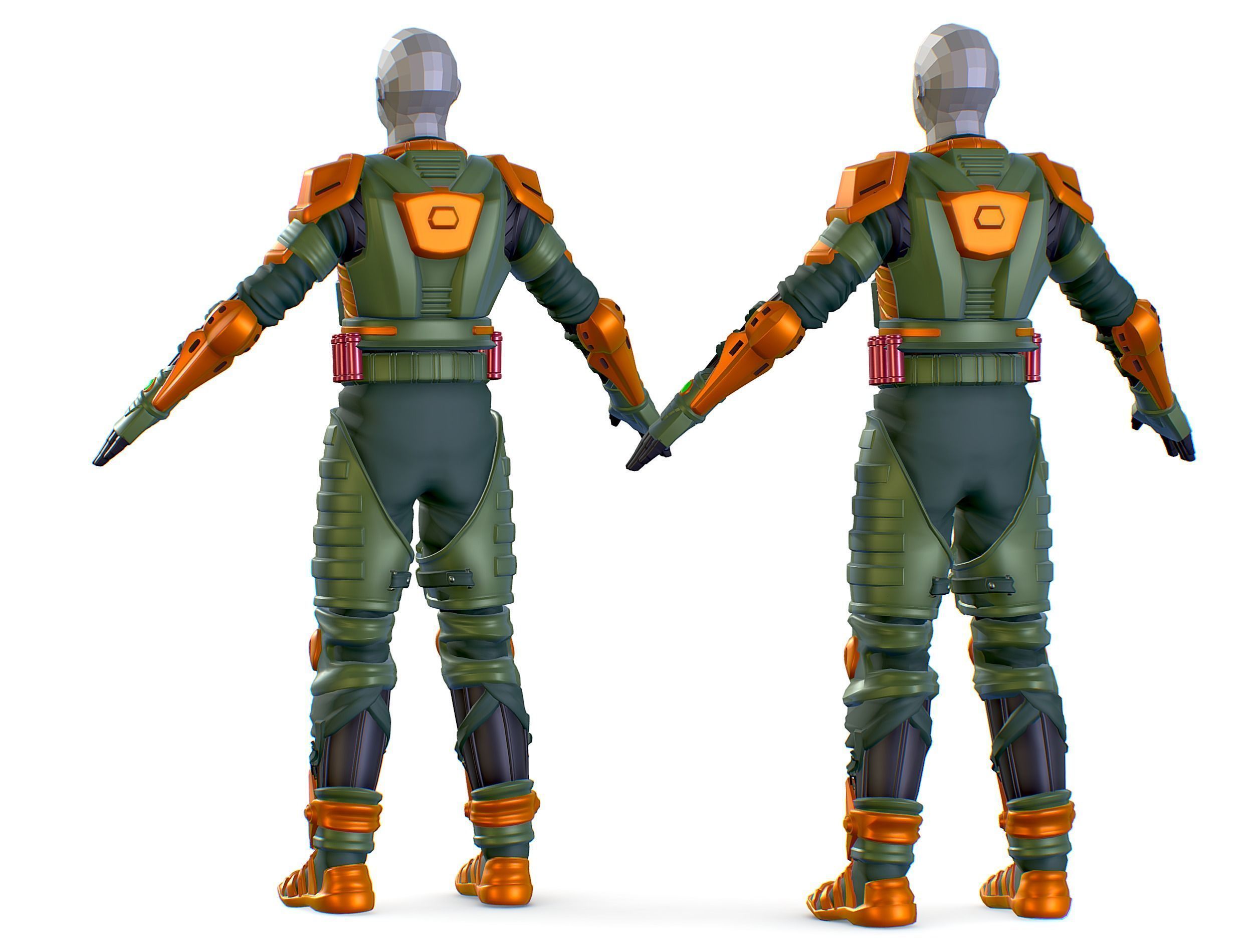 Subdivision 3D Men Military Costume Armor Future 3D Model Low-poly 3D model_8