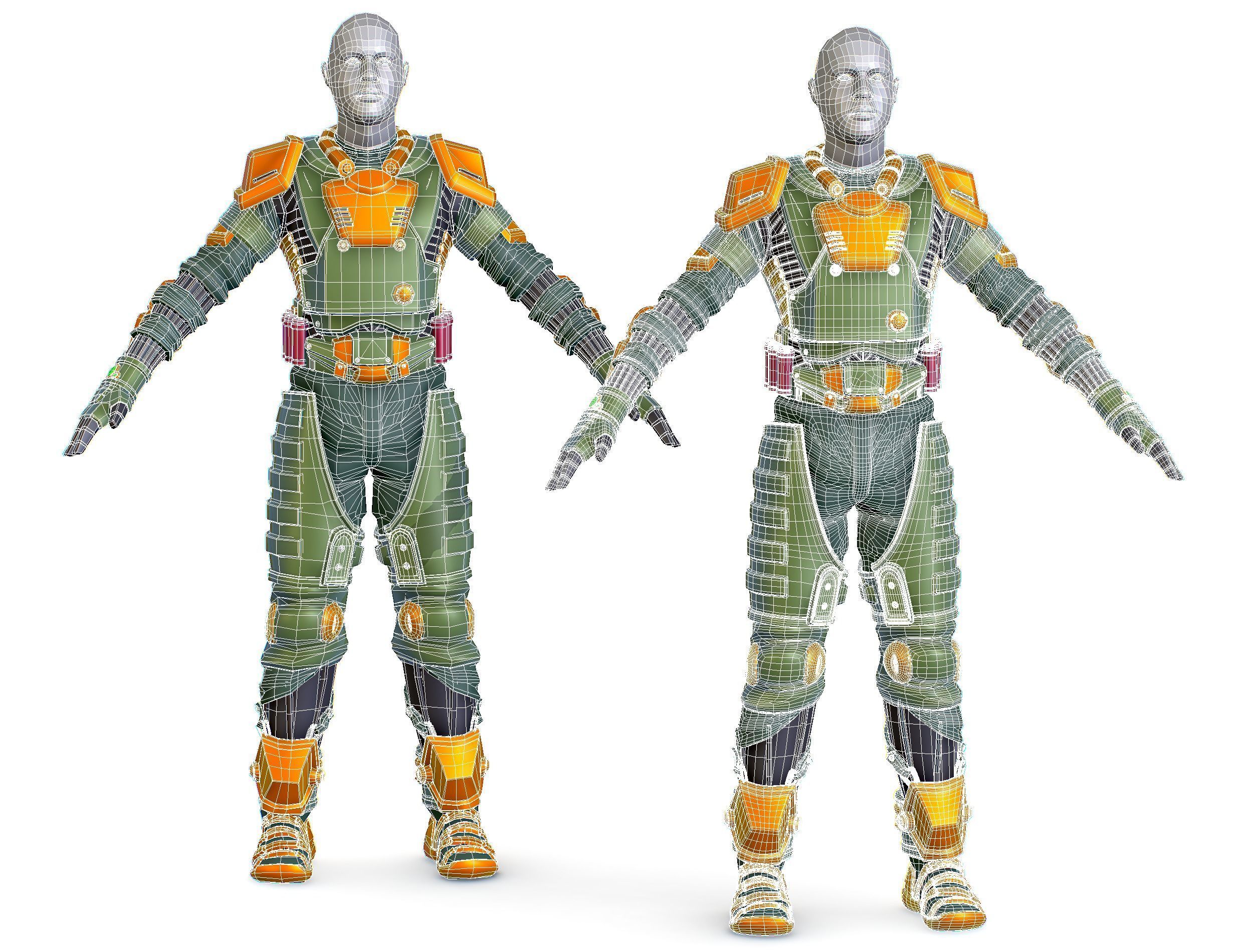 Subdivision 3D Men Military Costume Armor Future 3D Model Low-poly 3D model_16