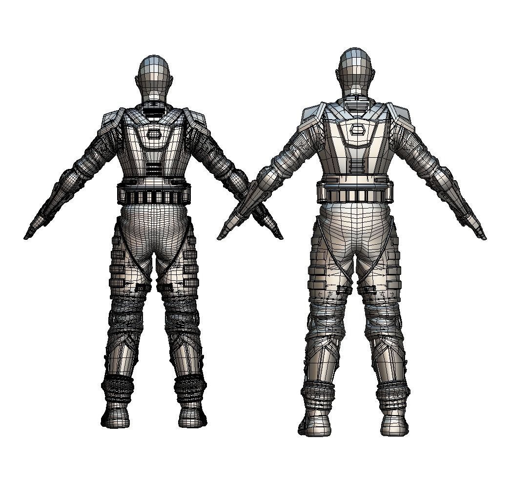 Subdivision 3D Men Military Costume Armor Future 3D Model Low-poly 3D model_20