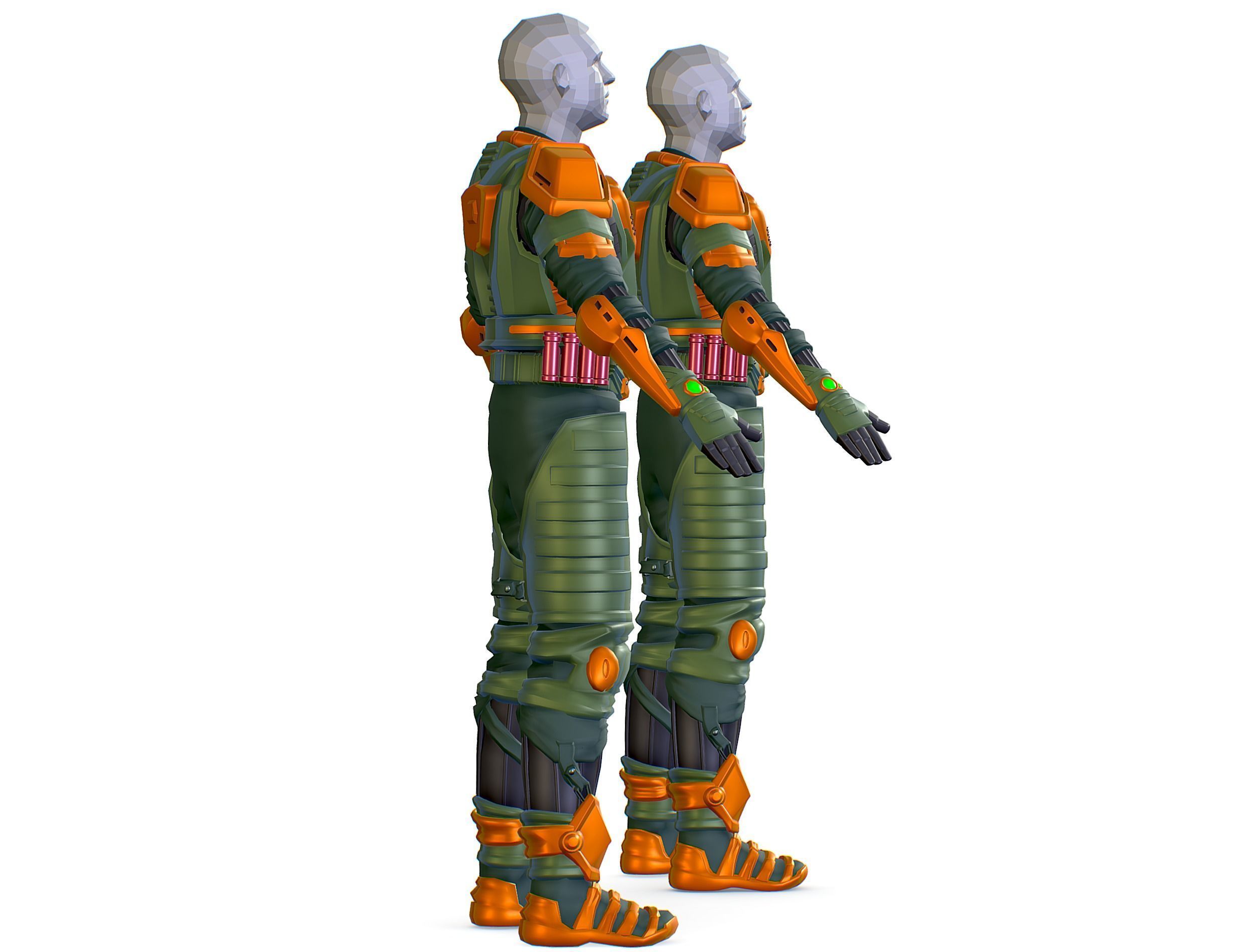 Subdivision 3D Men Military Costume Armor Future 3D Model Low-poly 3D model_4