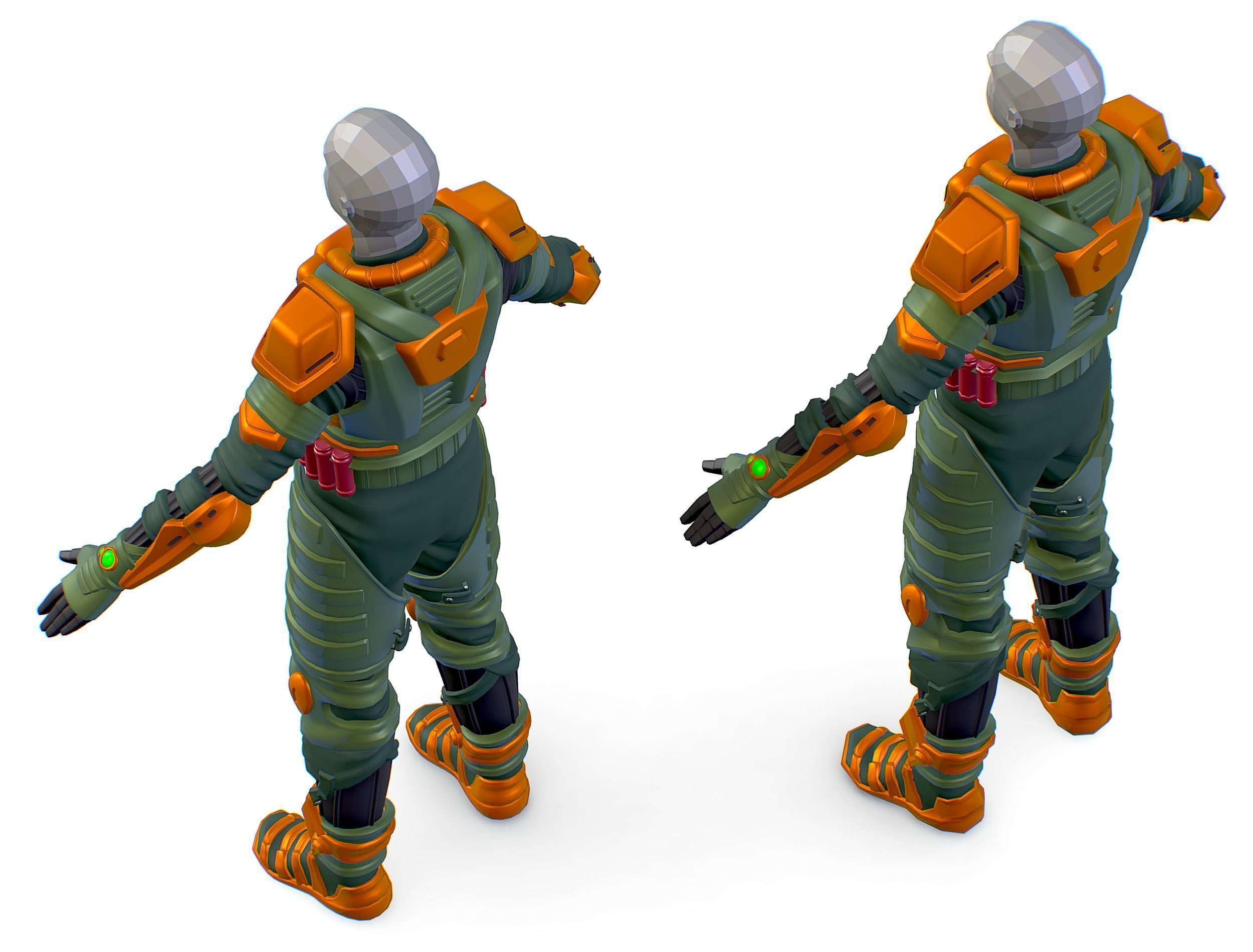 Subdivision 3D Men Military Costume Armor Future 3D Model Low-poly 3D model_15