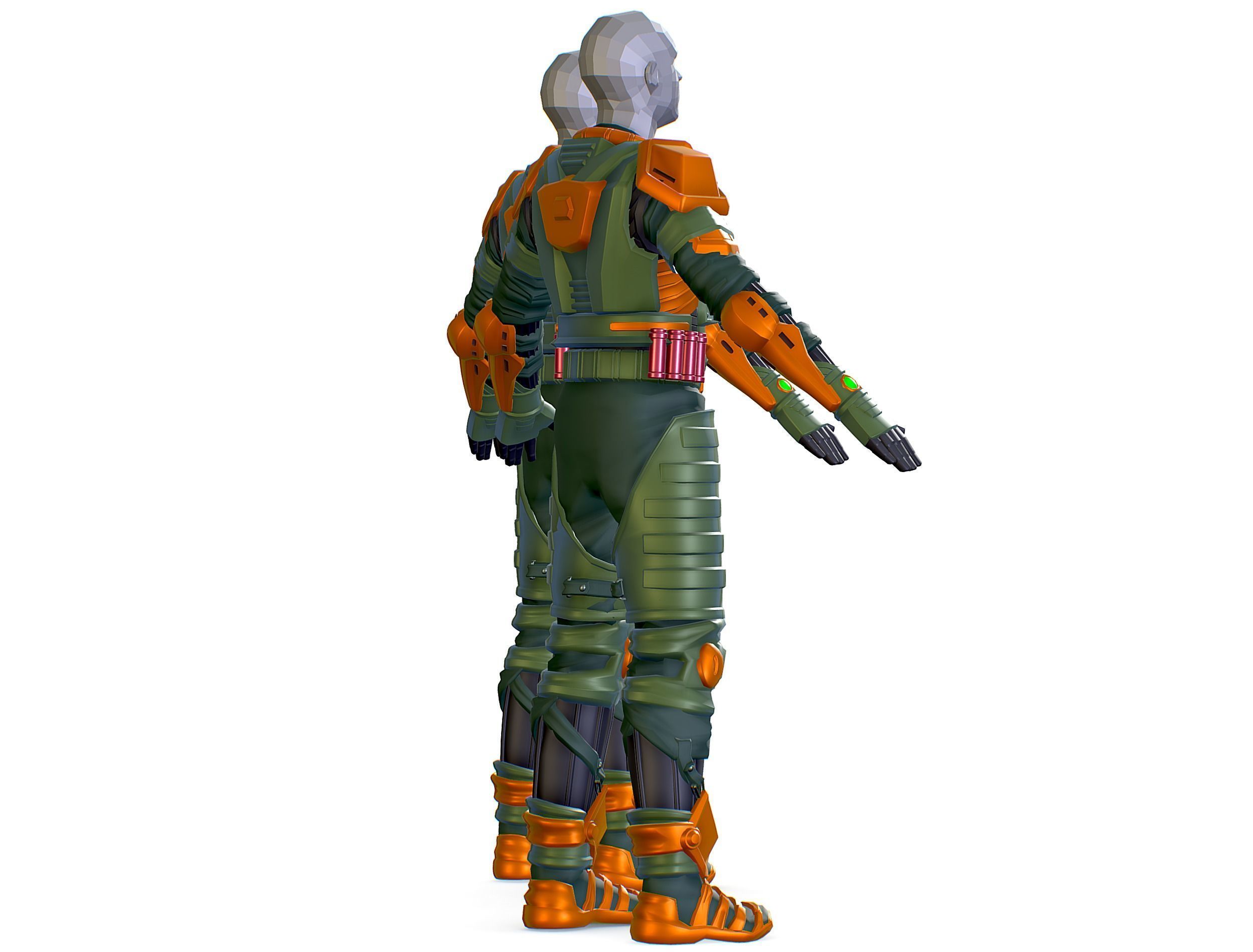 Subdivision 3D Men Military Costume Armor Future 3D Model Low-poly 3D model_5