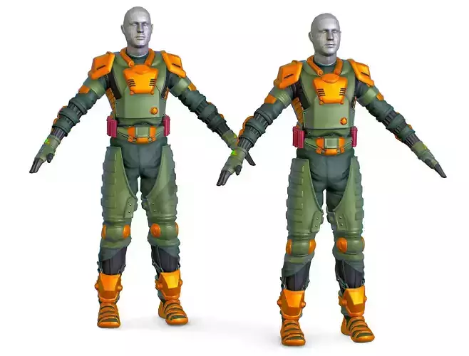 Subdivision 3D Men Military Costume Armor Future 3D Model Low-poly 3D model