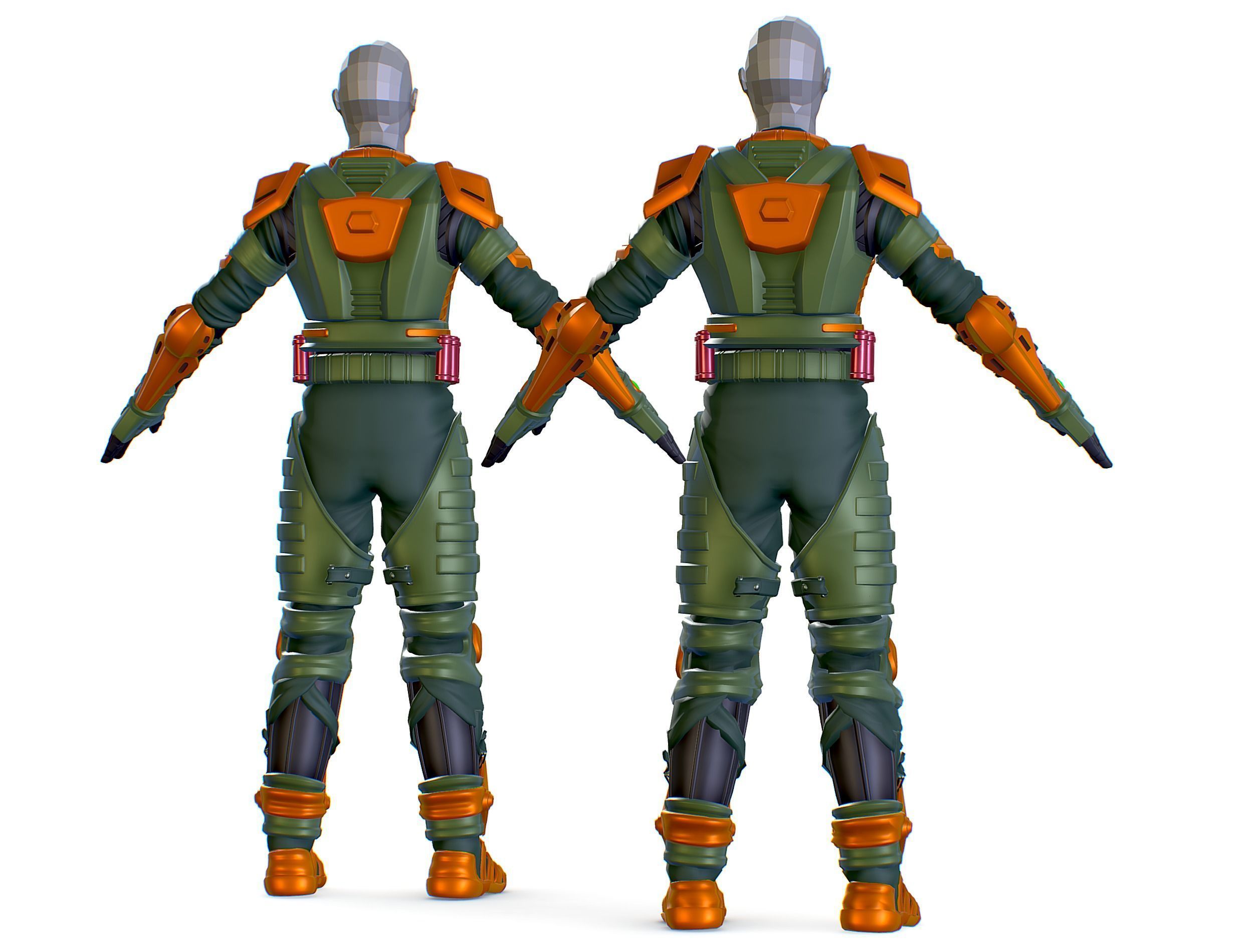 Subdivision 3D Men Military Costume Armor Future 3D Model Low-poly 3D model_7