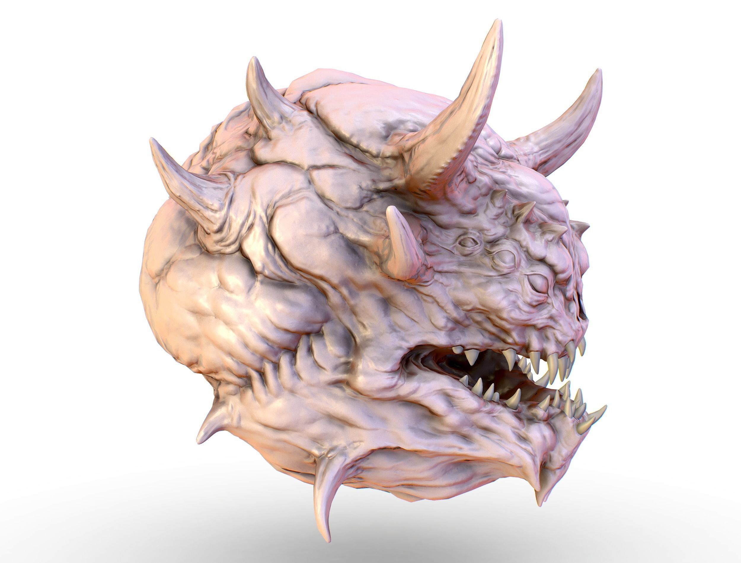 LowPoly Monster head CACODEMON Low-poly 3D model_6