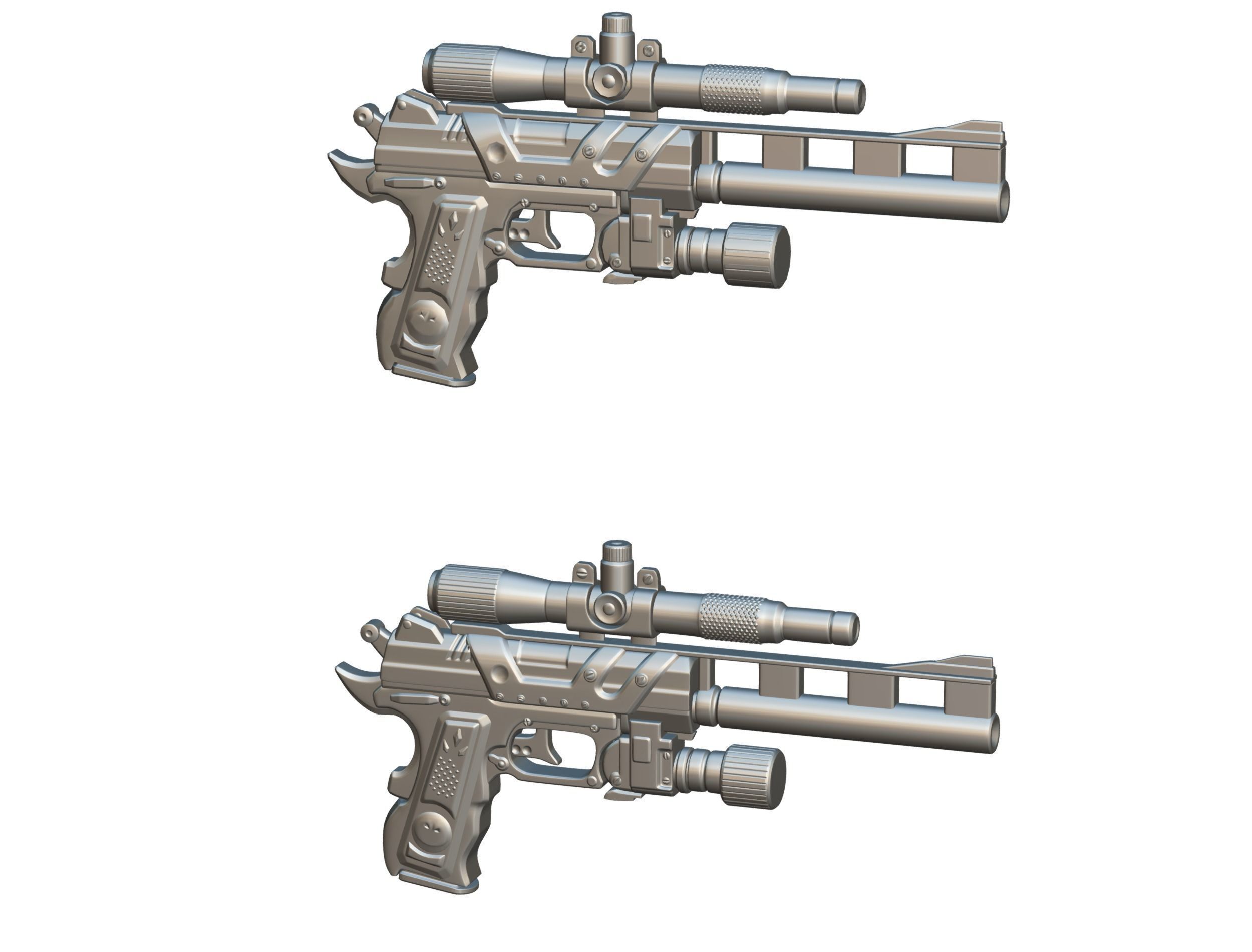 High Poly Pistol Revolver Telescopic Sight Low-poly 3D model_27
