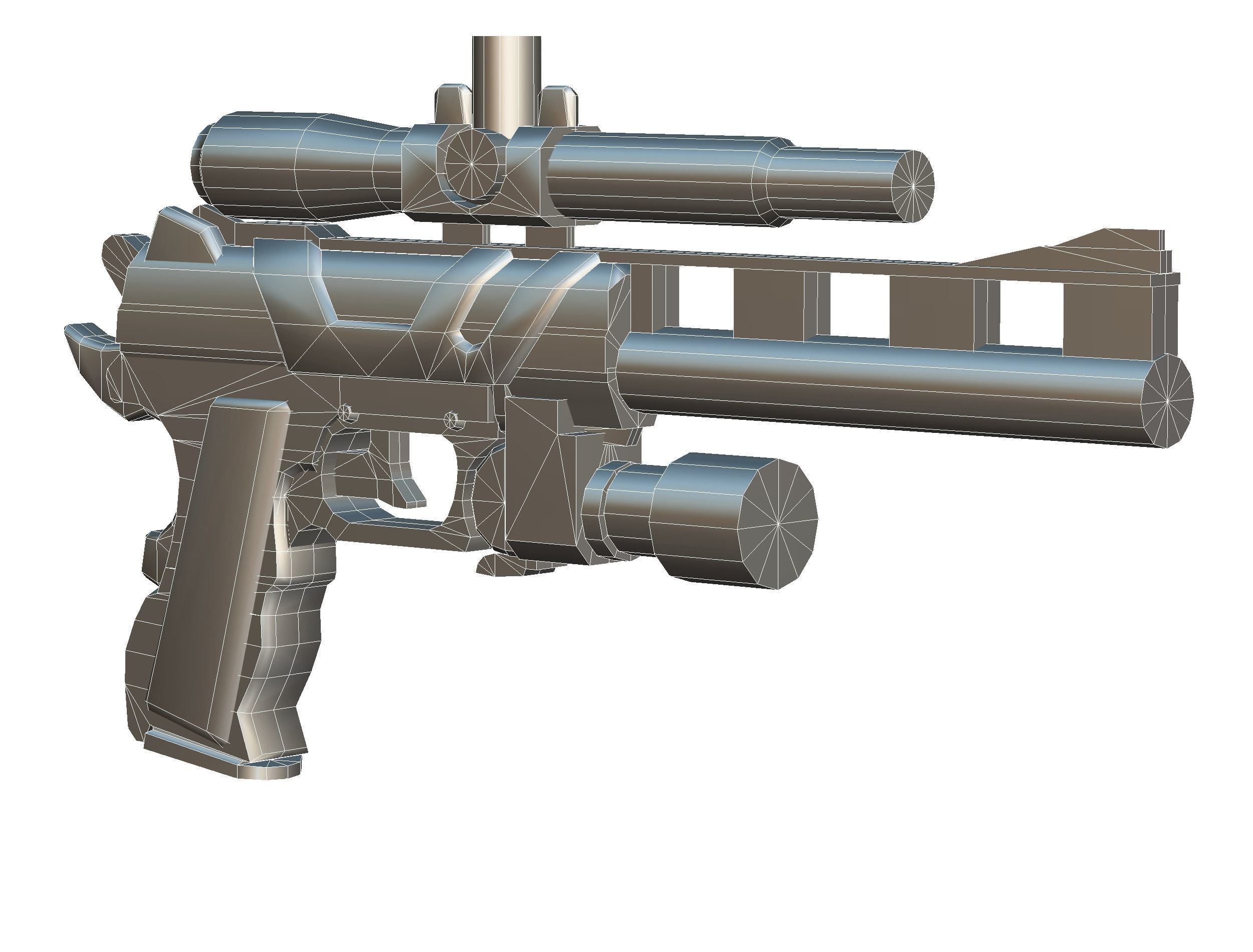 Low Poly Pistol Revolver Telescopic Sight Low-poly 3D model_23