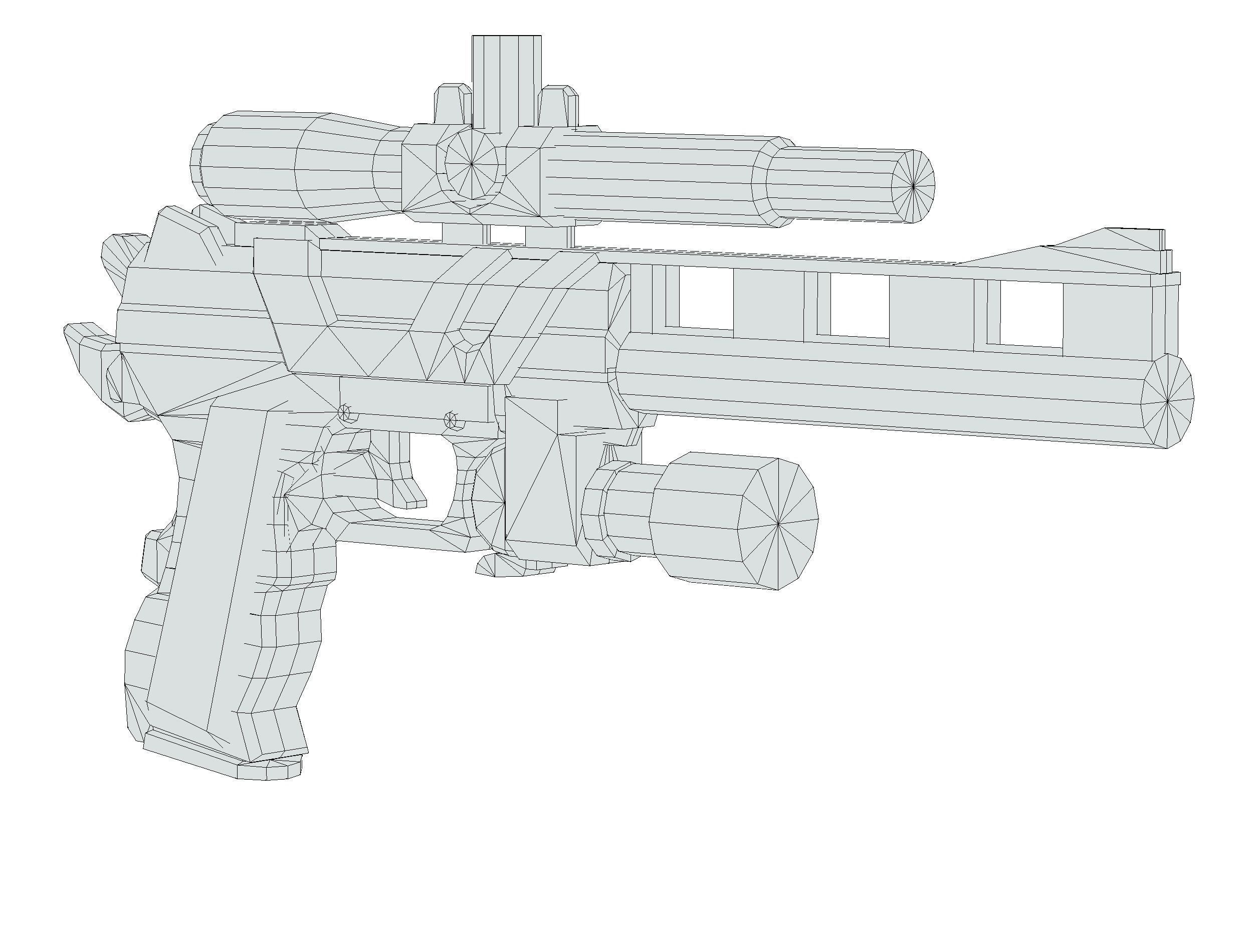Low Poly Pistol Revolver Telescopic Sight Low-poly 3D model_25