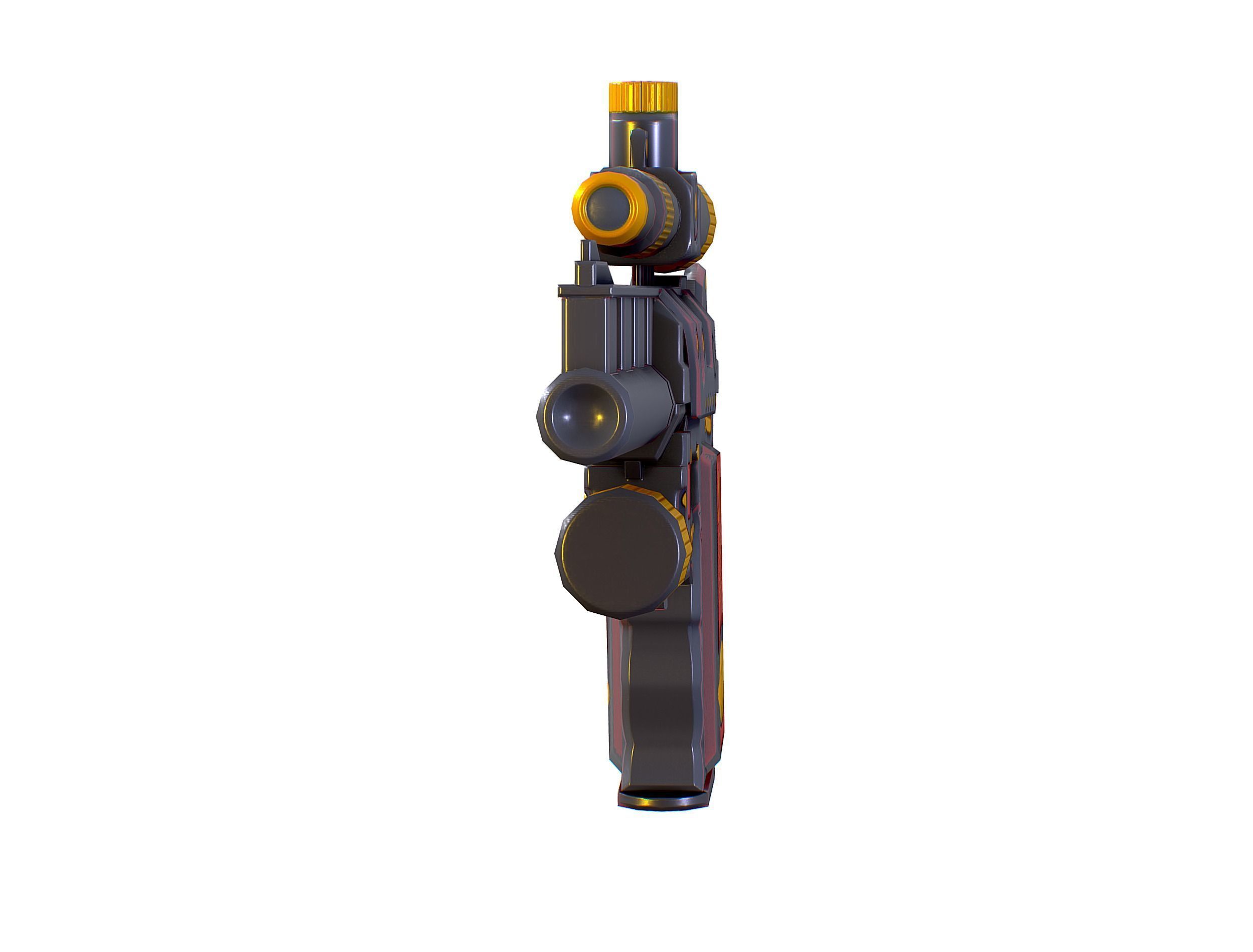 Low Poly Pistol Revolver Telescopic Sight Low-poly 3D model_14