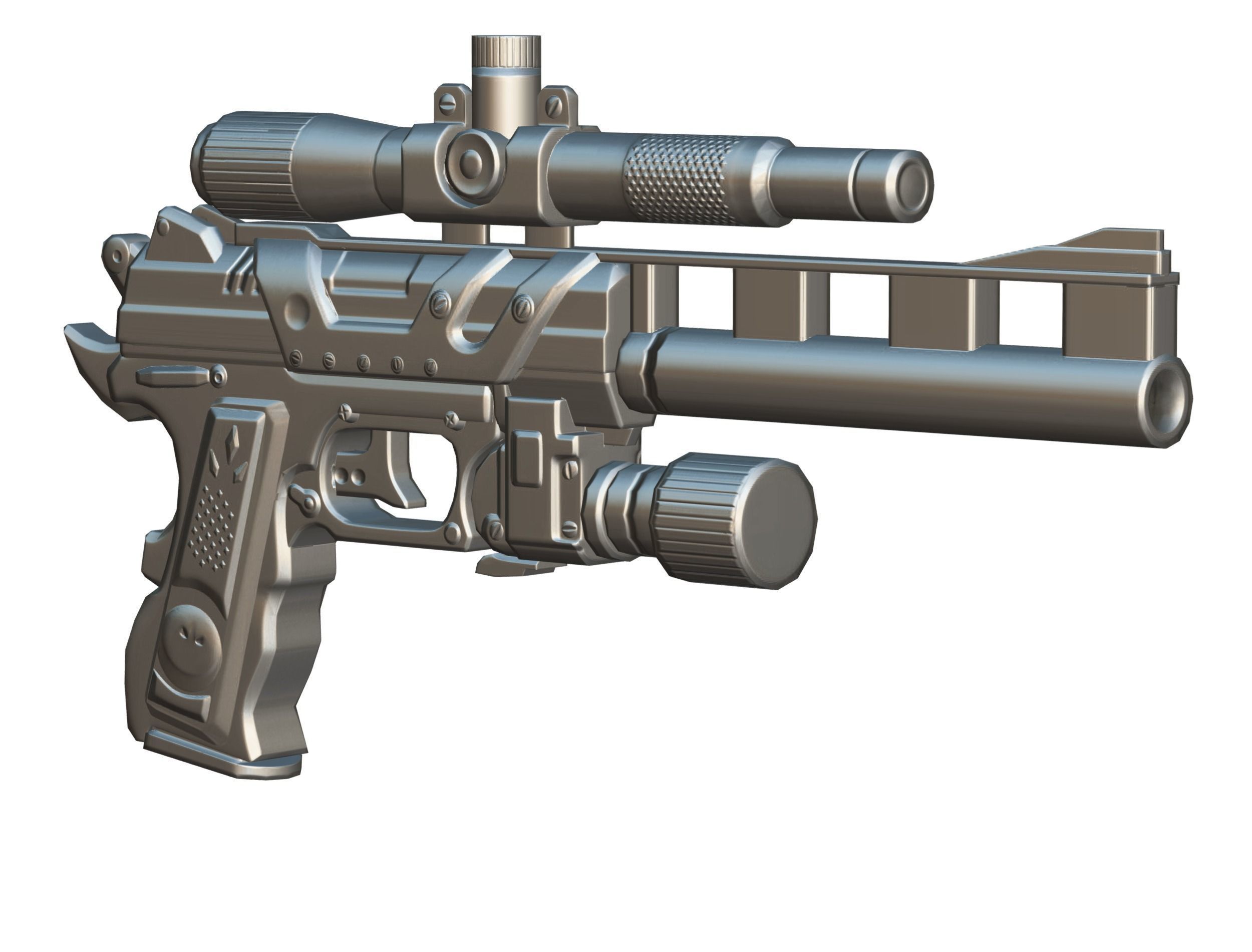 Low Poly Pistol Revolver Telescopic Sight Low-poly 3D model_24