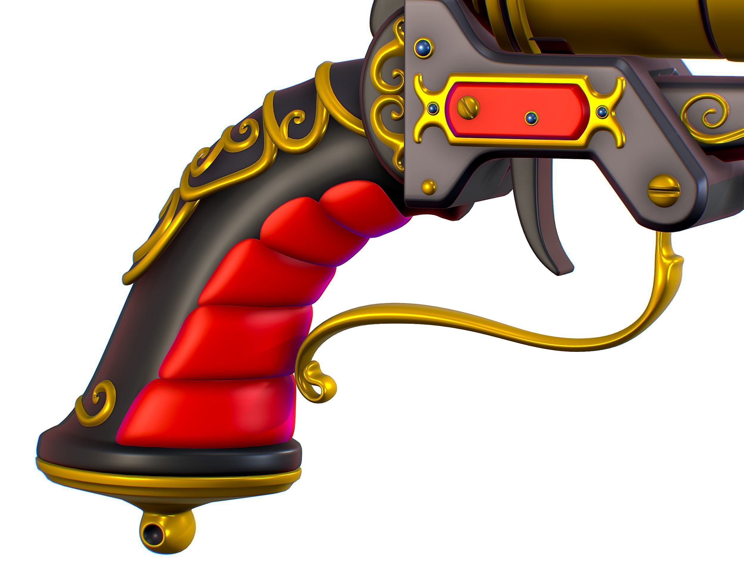 High Poly Multibarrel Short Barrel Revolver Low-poly 3D model_18