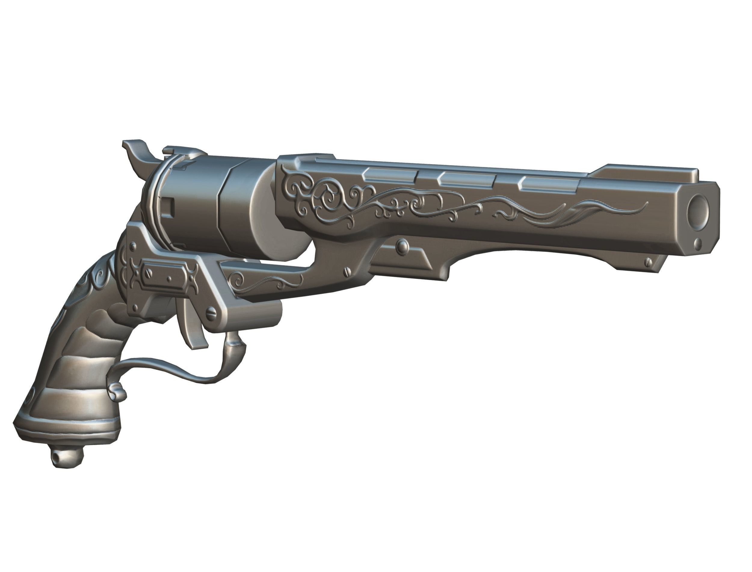 Low Poly Multibarrel Short Barrel Revolver Low-poly 3D model_20