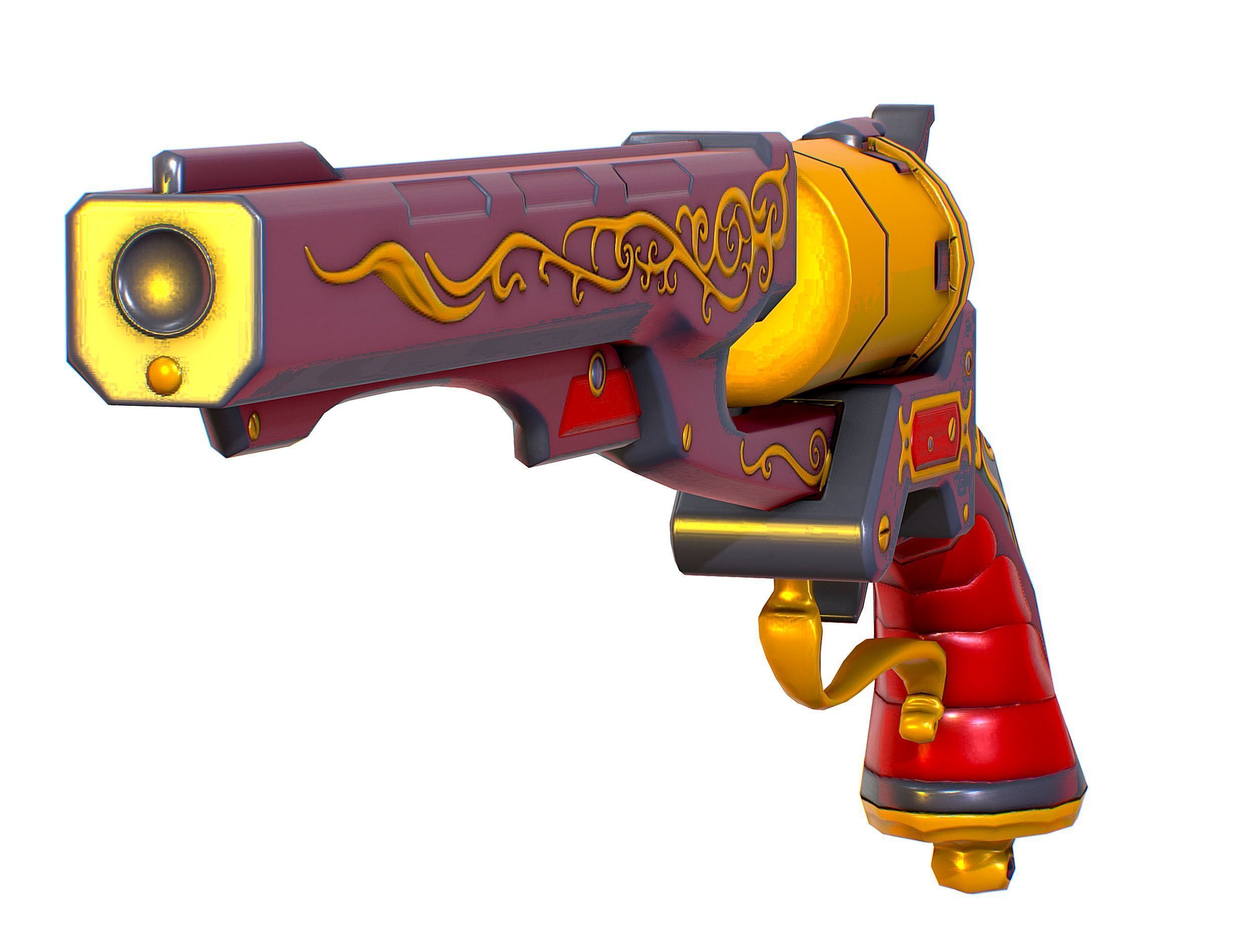 Low Poly Multibarrel Short Barrel Revolver Low-poly 3D model_5