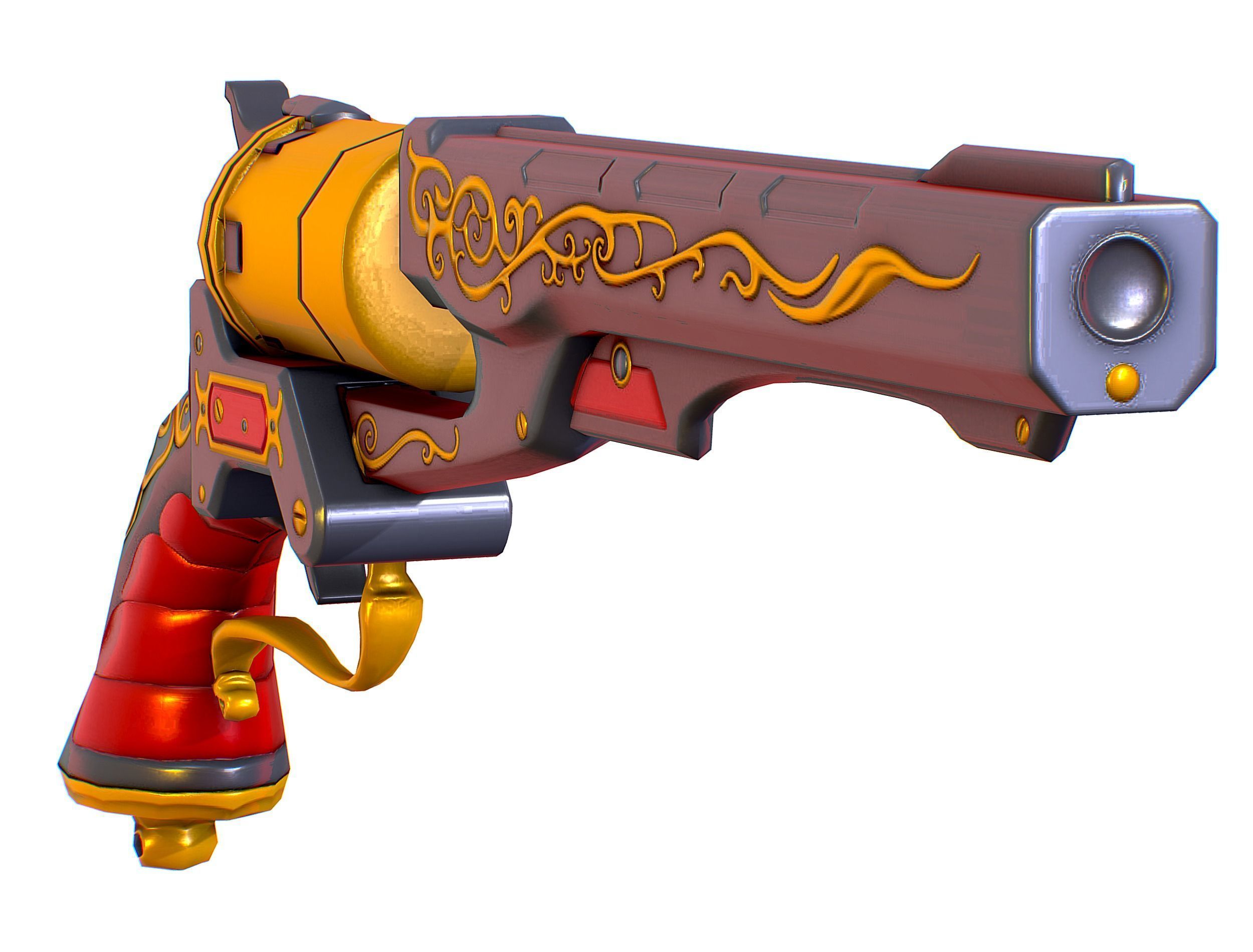 Low Poly Multibarrel Short Barrel Revolver Low-poly 3D model_2