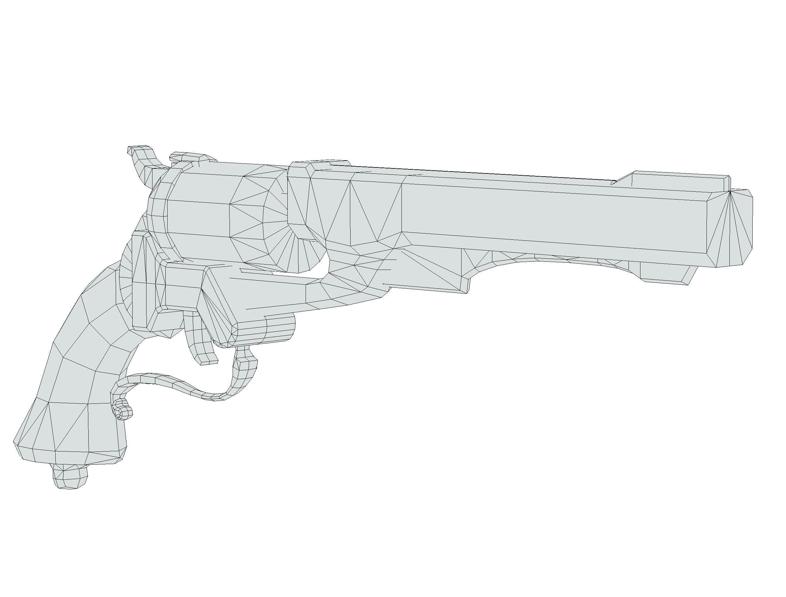 Low Poly Multibarrel Short Barrel Revolver Low-poly 3D model_21