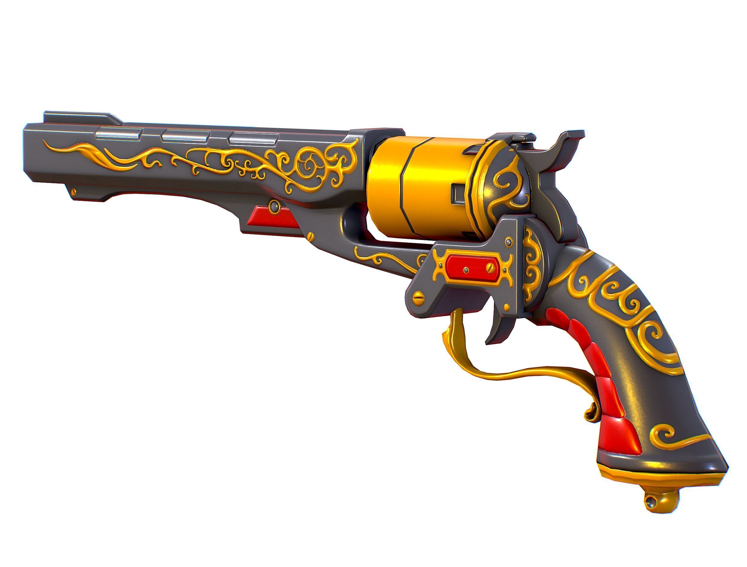 Low Poly Multibarrel Short Barrel Revolver Low-poly 3D model_8