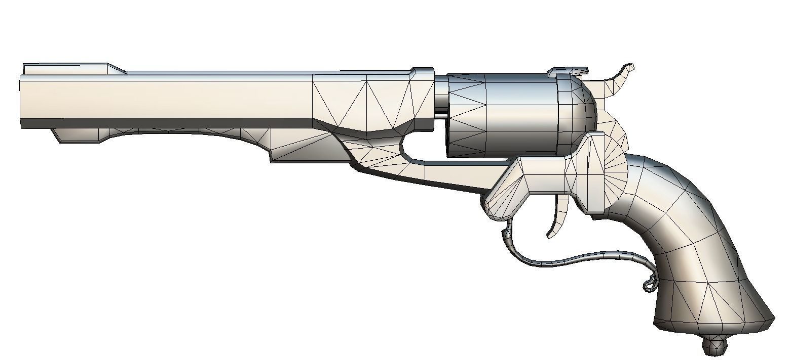 Low Poly Multibarrel Short Barrel Revolver Low-poly 3D model_23