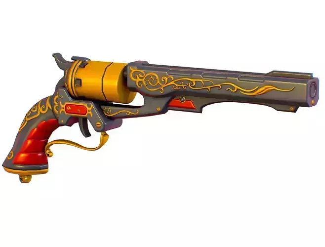 Low Poly Multibarrel Short Barrel Revolver