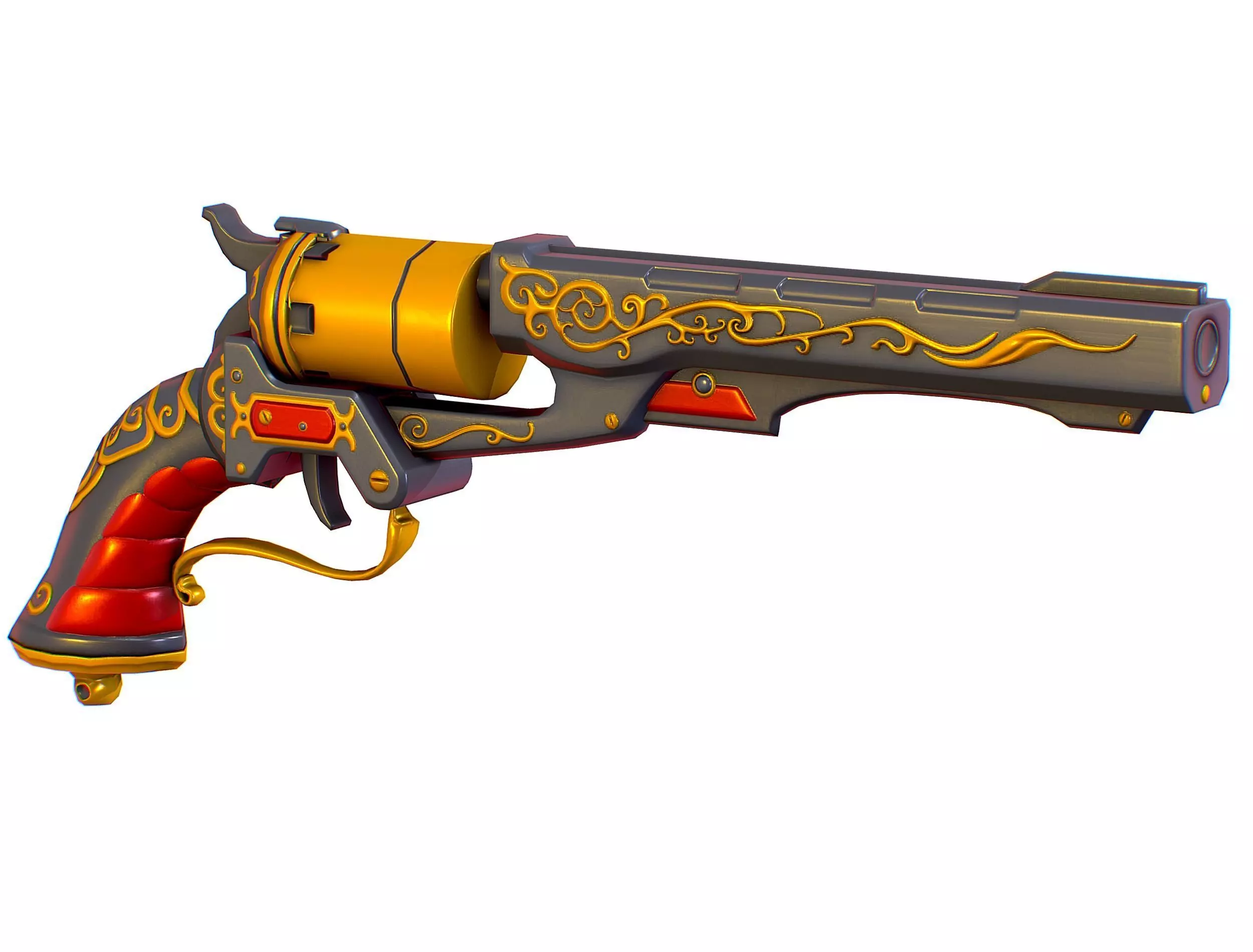 Low Poly Multibarrel Short Barrel Revolver Low-poly 3D model_0