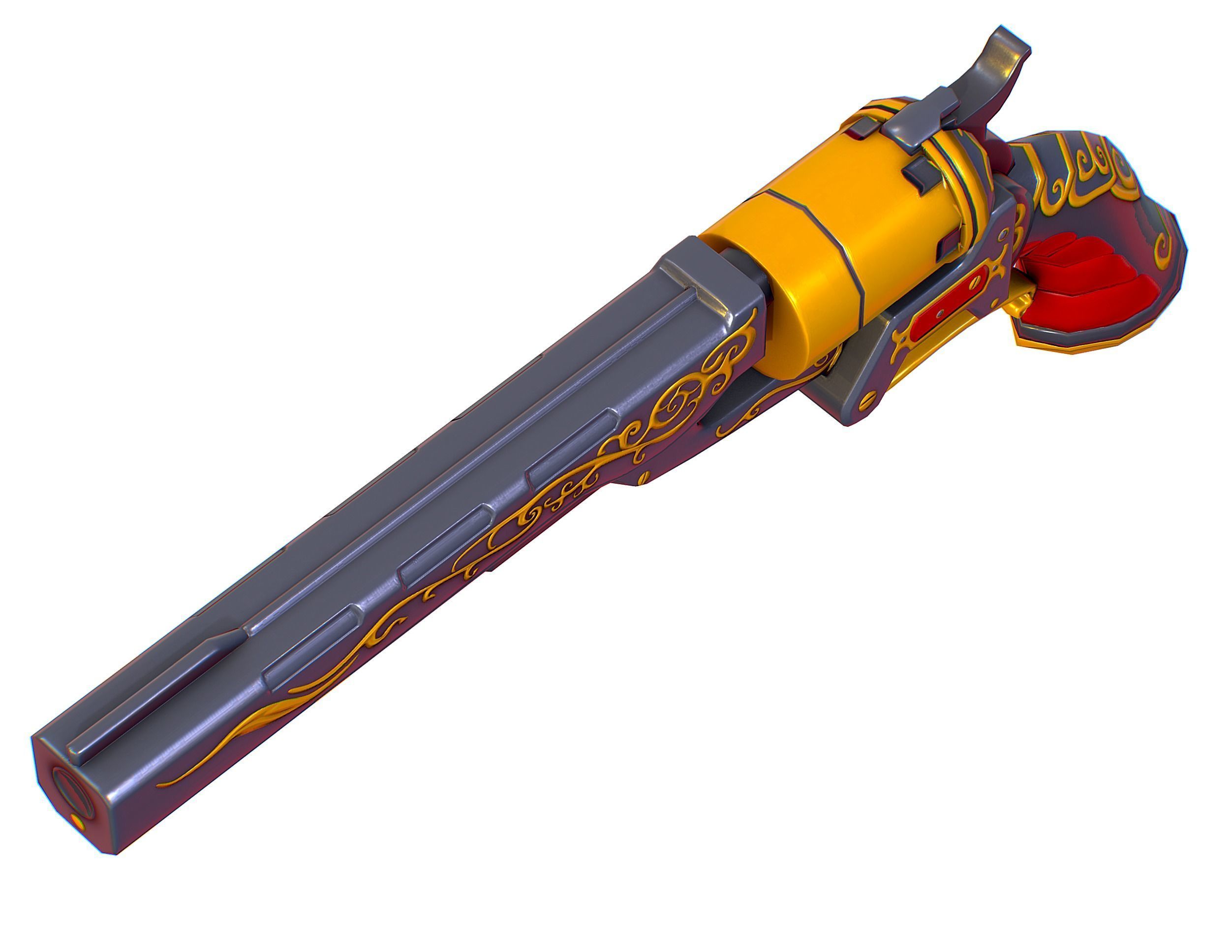 Low Poly Multibarrel Short Barrel Revolver Low-poly 3D model_15