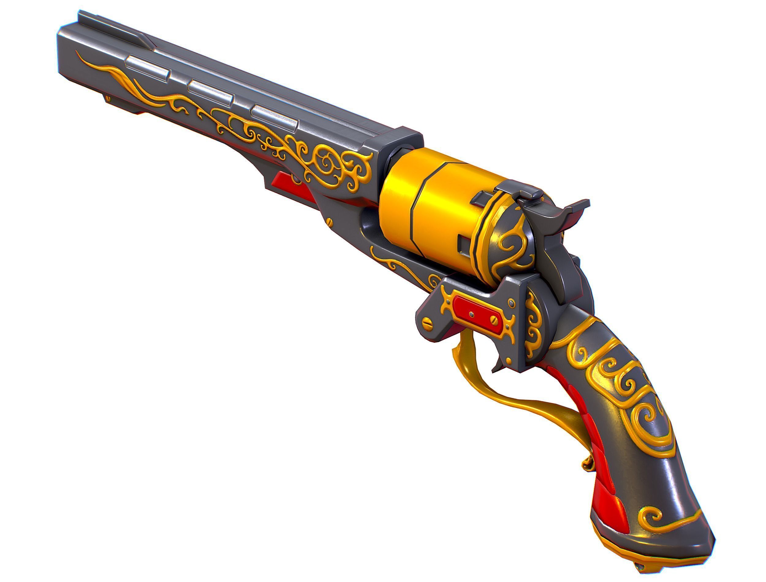 Low Poly Multibarrel Short Barrel Revolver Low-poly 3D model_16